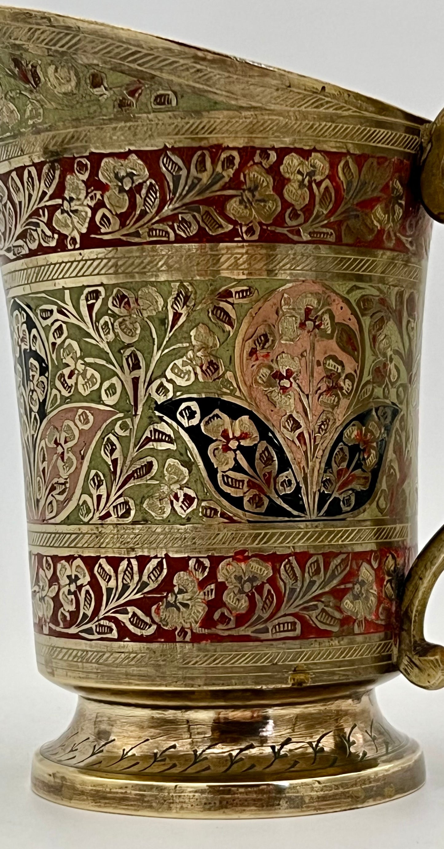 SMALL INDIAN BRASS ORNATE PITCHER, CIRCA 1970S