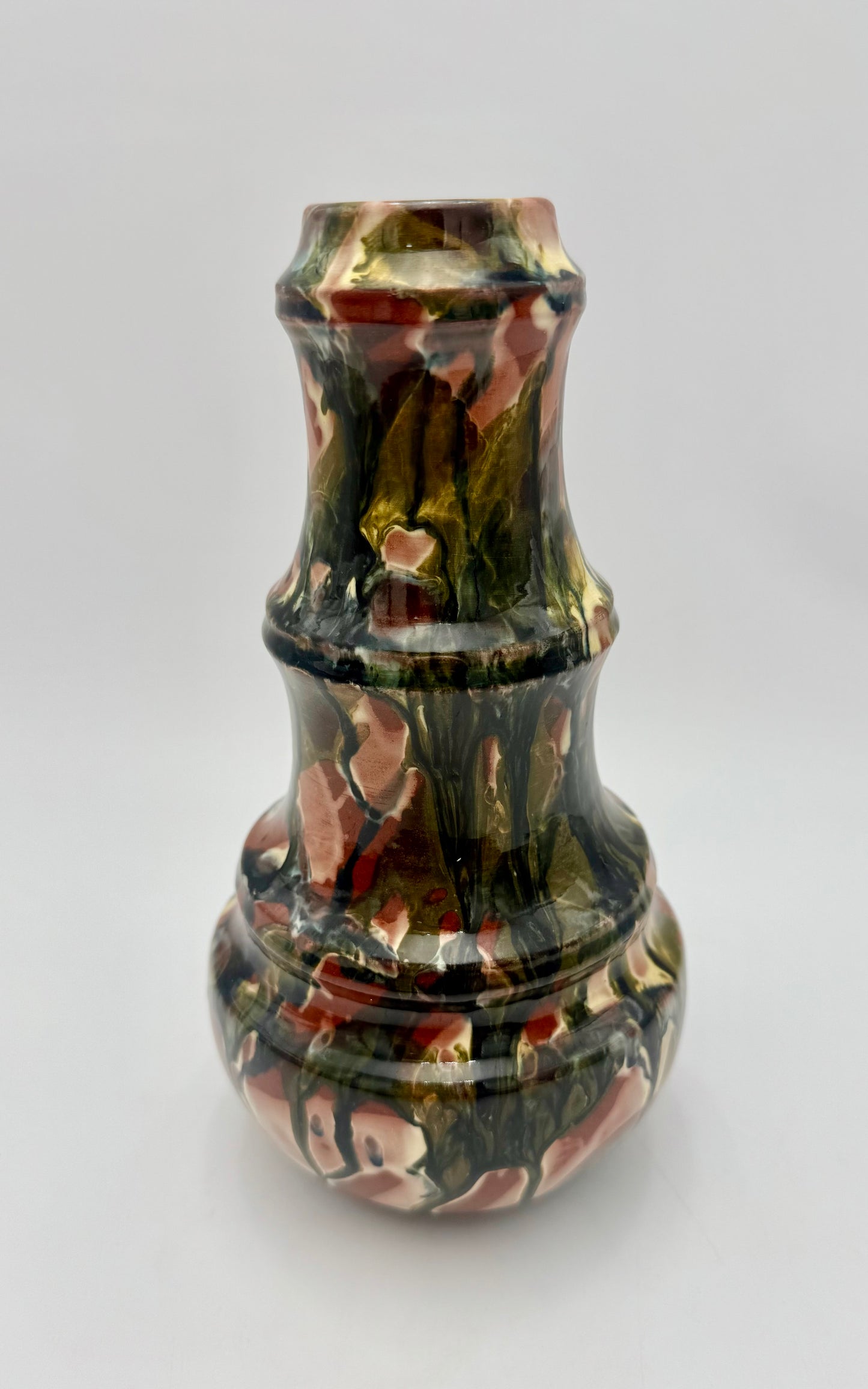 RARE ANTIQUE DRIP HAND PAINTED CERAMIC VASE