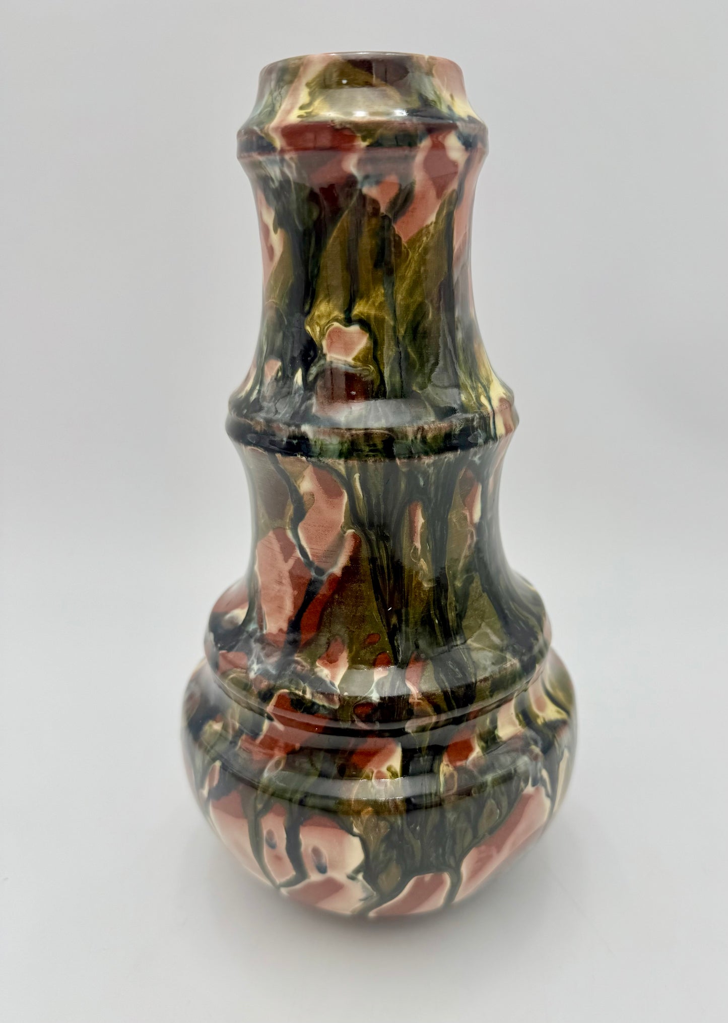 RARE ANTIQUE DRIP HAND PAINTED CERAMIC VASE