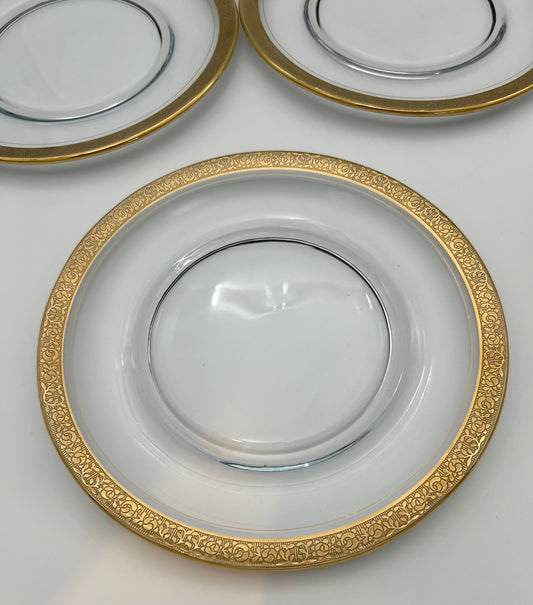 1950s TIFFIN MINTON GOLD ENCRUSTED SALAD PLATES - SET OF 8