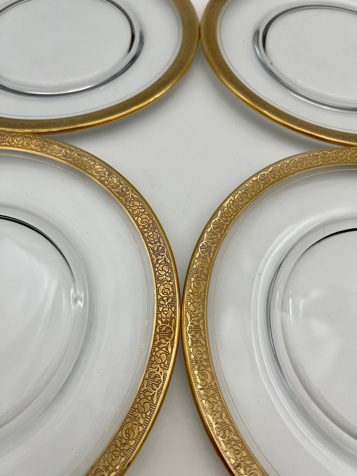 1950s TIFFIN MINTON GOLD ENCRUSTED SALAD PLATES - SET OF 8