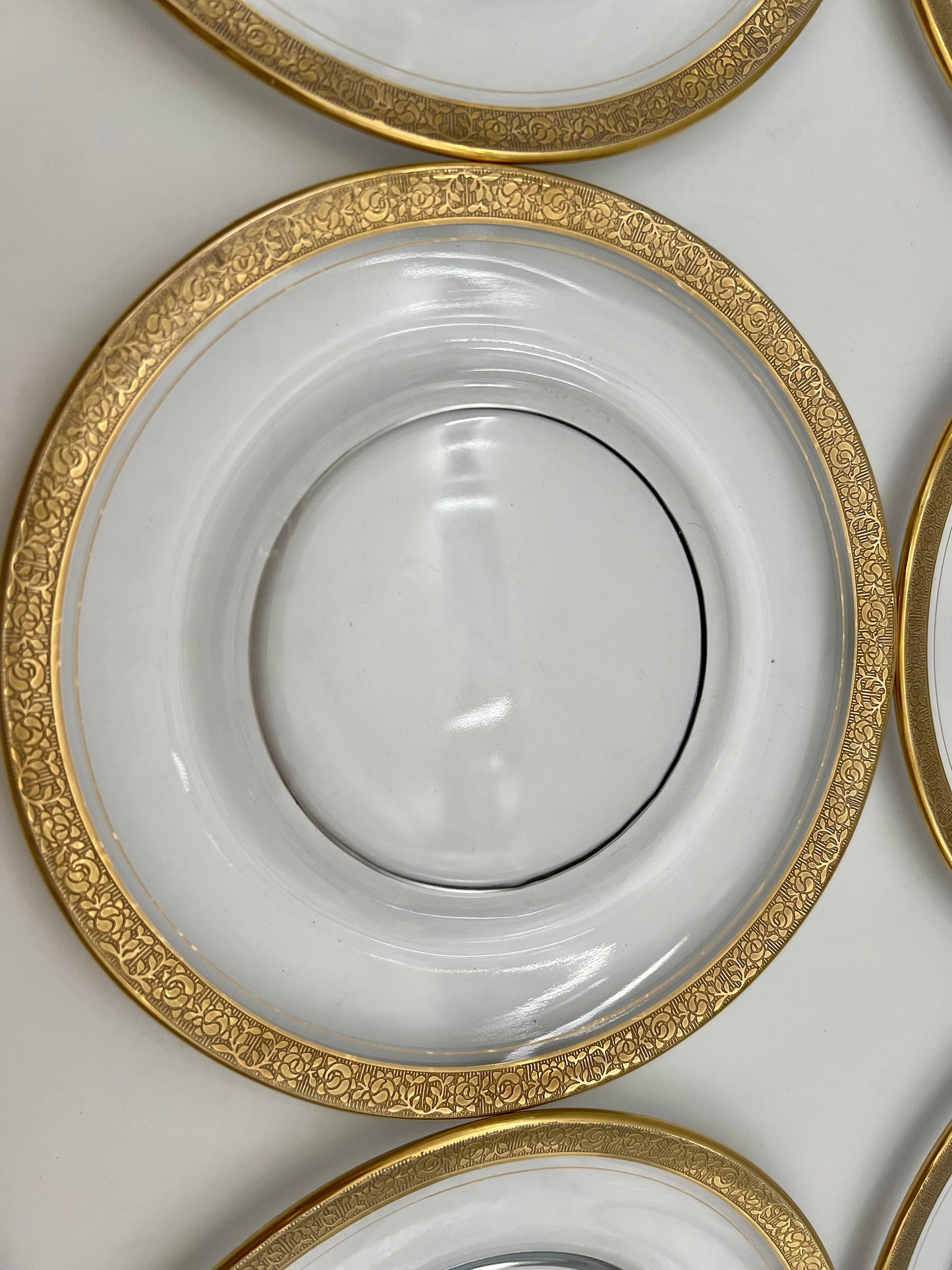 1950s TIFFIN MINTON GOLD ENCRUSTED SALAD PLATES - SET OF 8