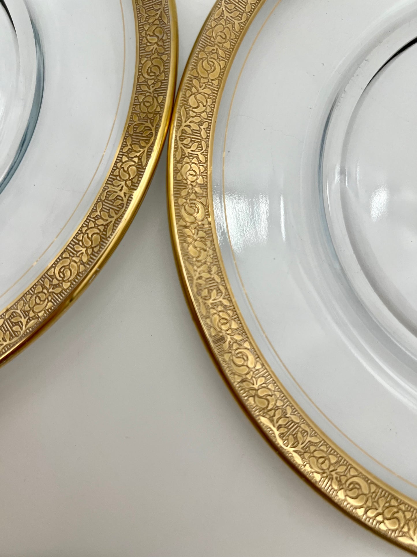 1950s TIFFIN MINTON GOLD ENCRUSTED SALAD PLATES - SET OF 8