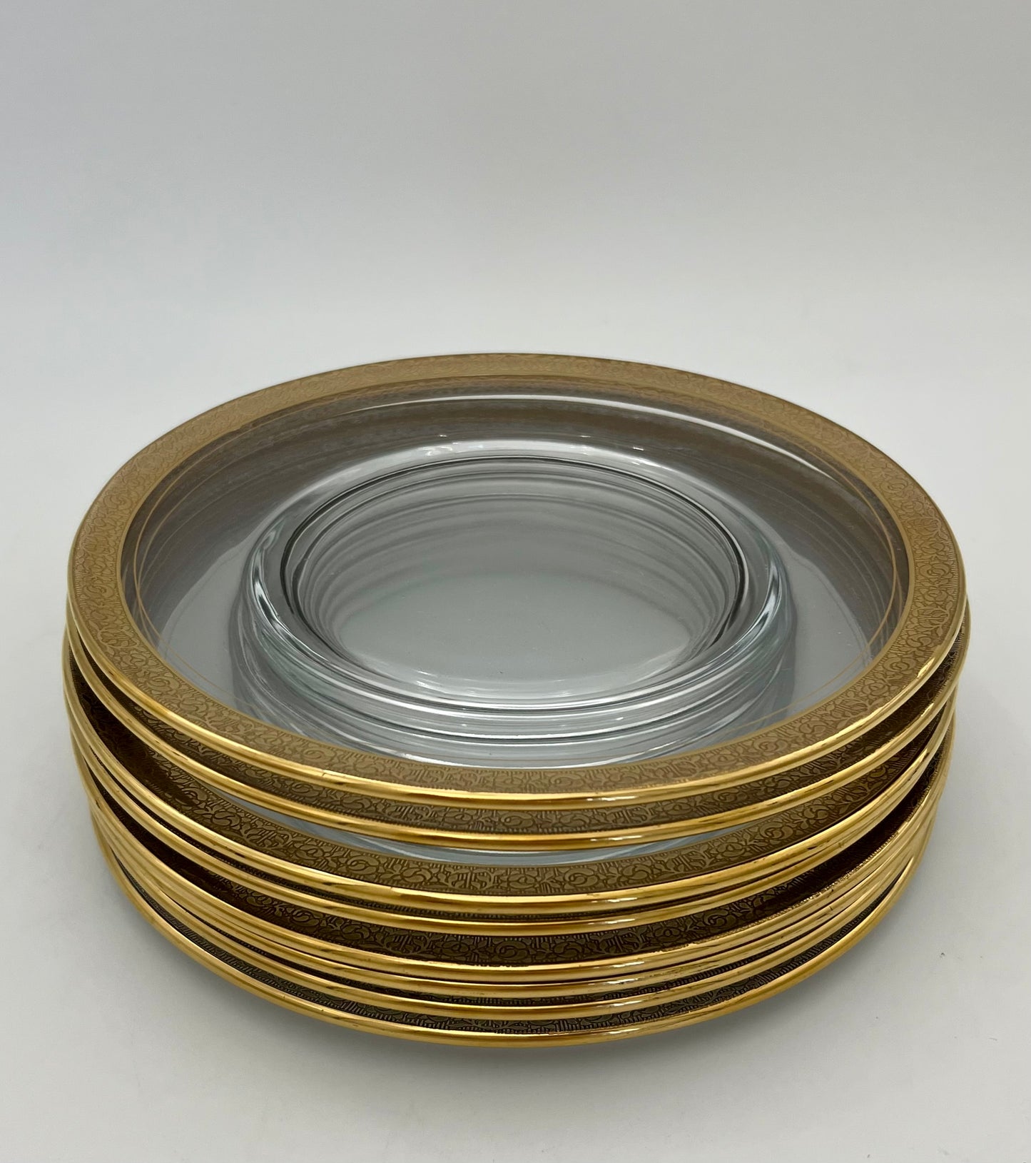 1950s TIFFIN MINTON GOLD ENCRUSTED SALAD PLATES - SET OF 8