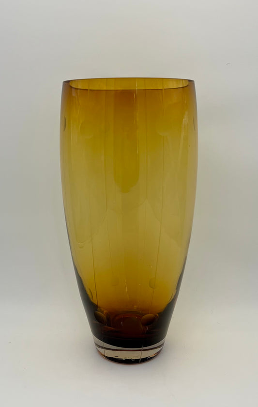 LARGE VINTAGE MOD AMBER GLASS VASE