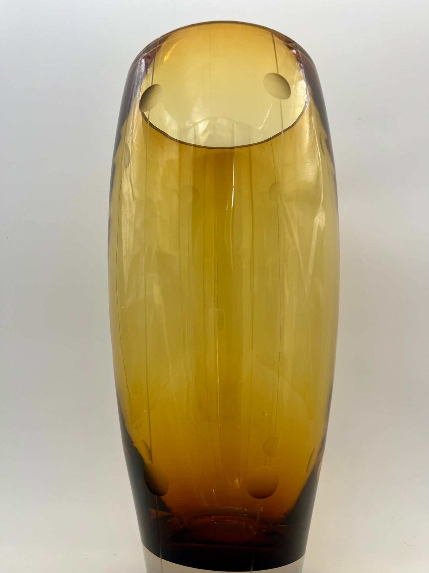 LARGE VINTAGE MOD AMBER GLASS VASE
