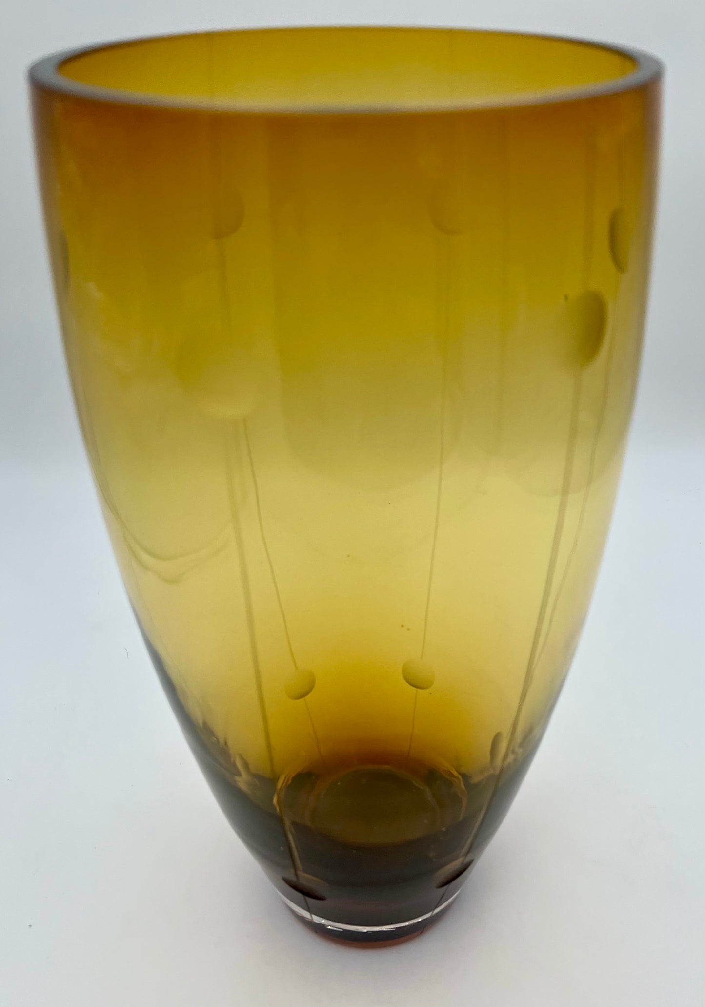 LARGE VINTAGE MOD AMBER GLASS VASE
