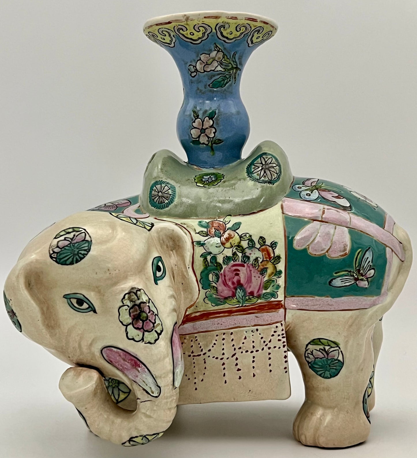 QING DYNASTY ANTIQUE ELEPHANT CANDLEHOLDER