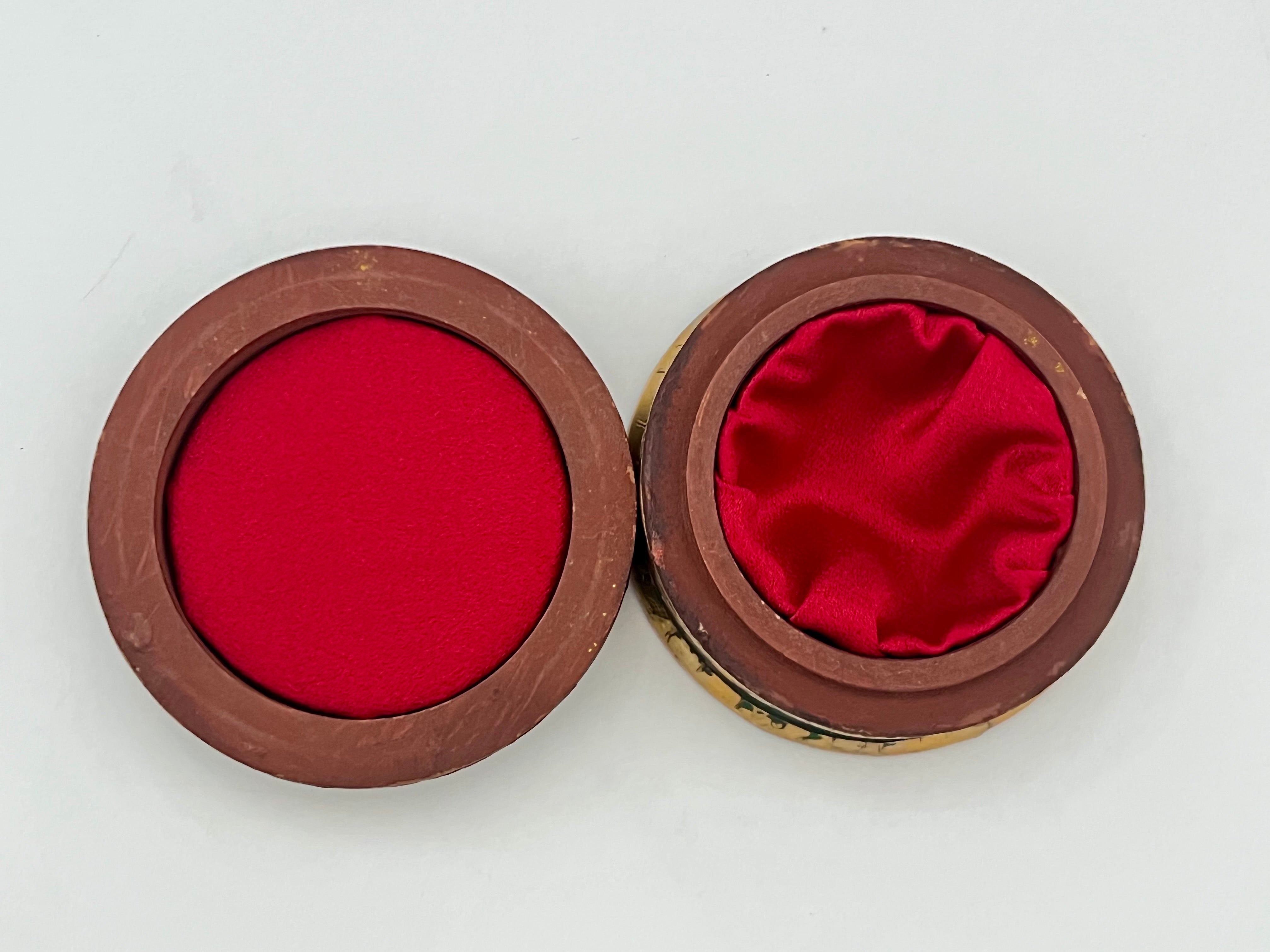 VINTAGE BRASS BUTTERFLY JEWELRY BOX WITH RED SATIN LINING – HANDCRAFTED LACQUERED WOOD TREASURE BOX