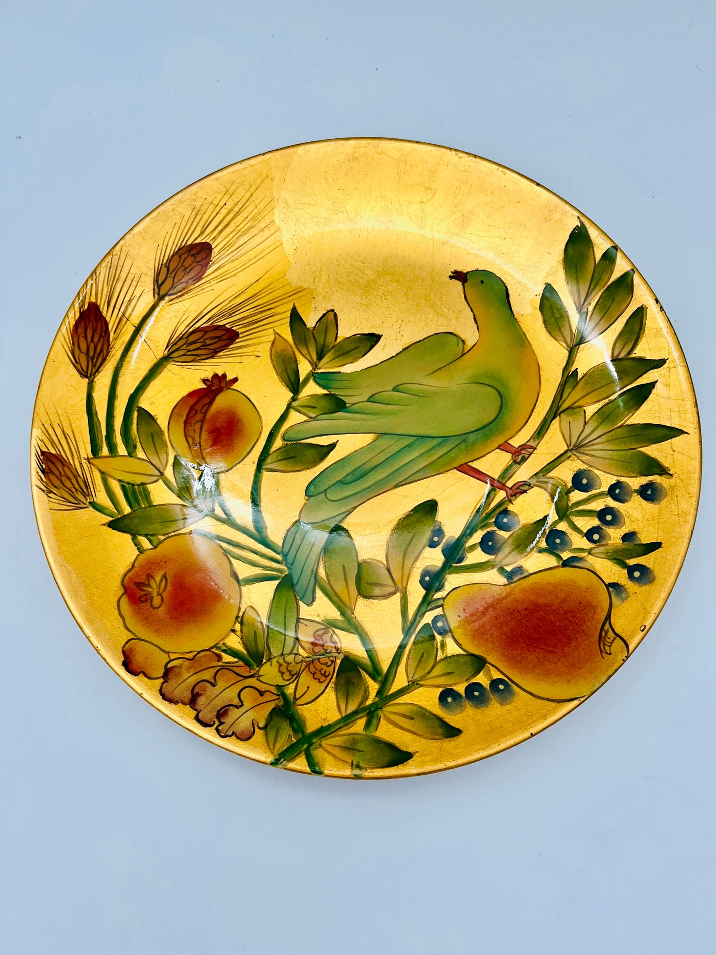 VINTAGE TOSCANA ANDREA SADEK GOLD LEAF BIRD PLATE