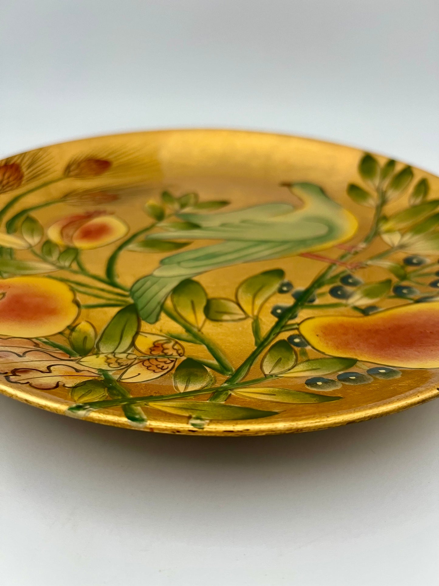 VINTAGE TOSCANA ANDREA SADEK GOLD LEAF BIRD PLATE