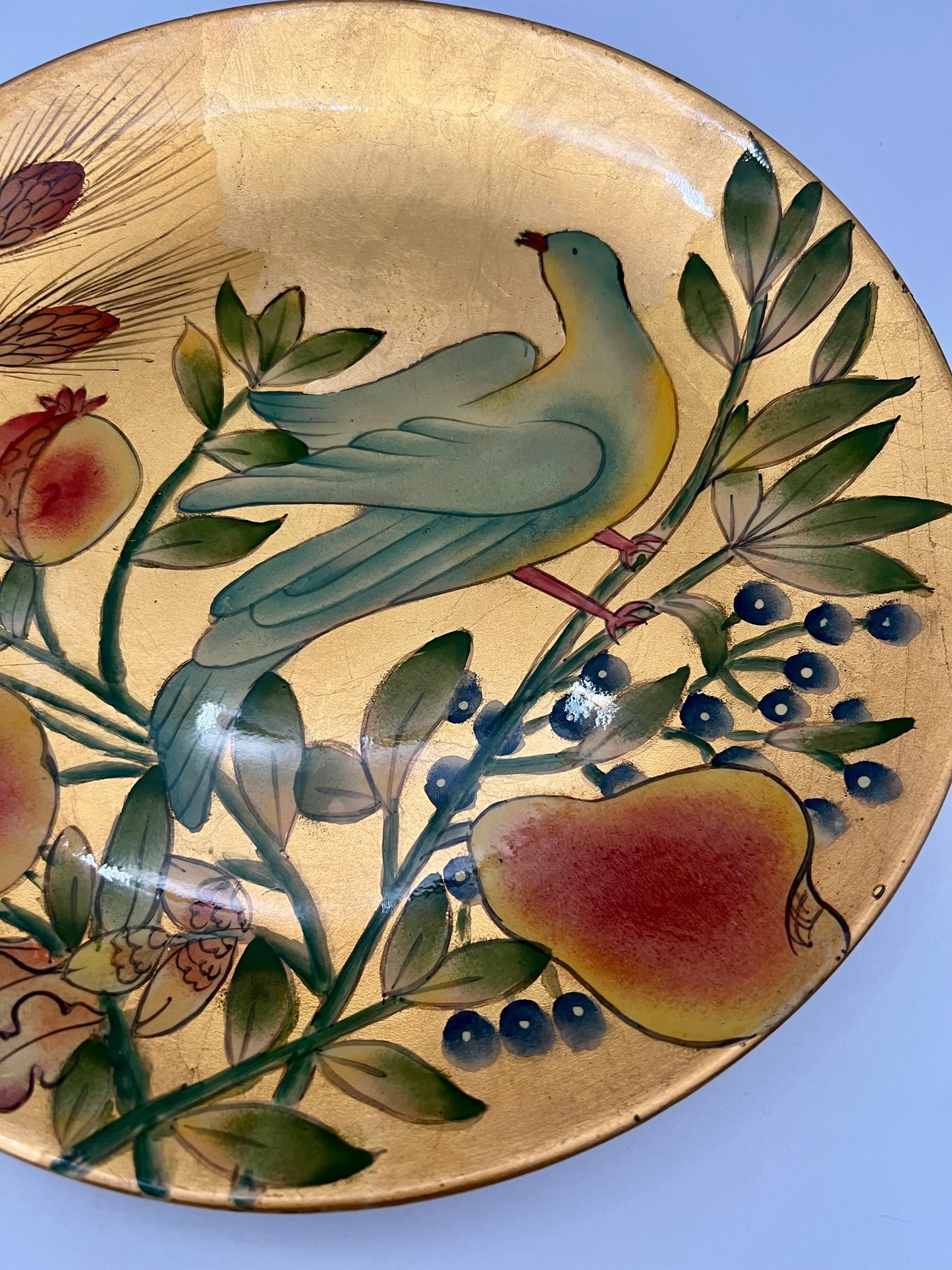 VINTAGE TOSCANA ANDREA SADEK GOLD LEAF BIRD PLATE