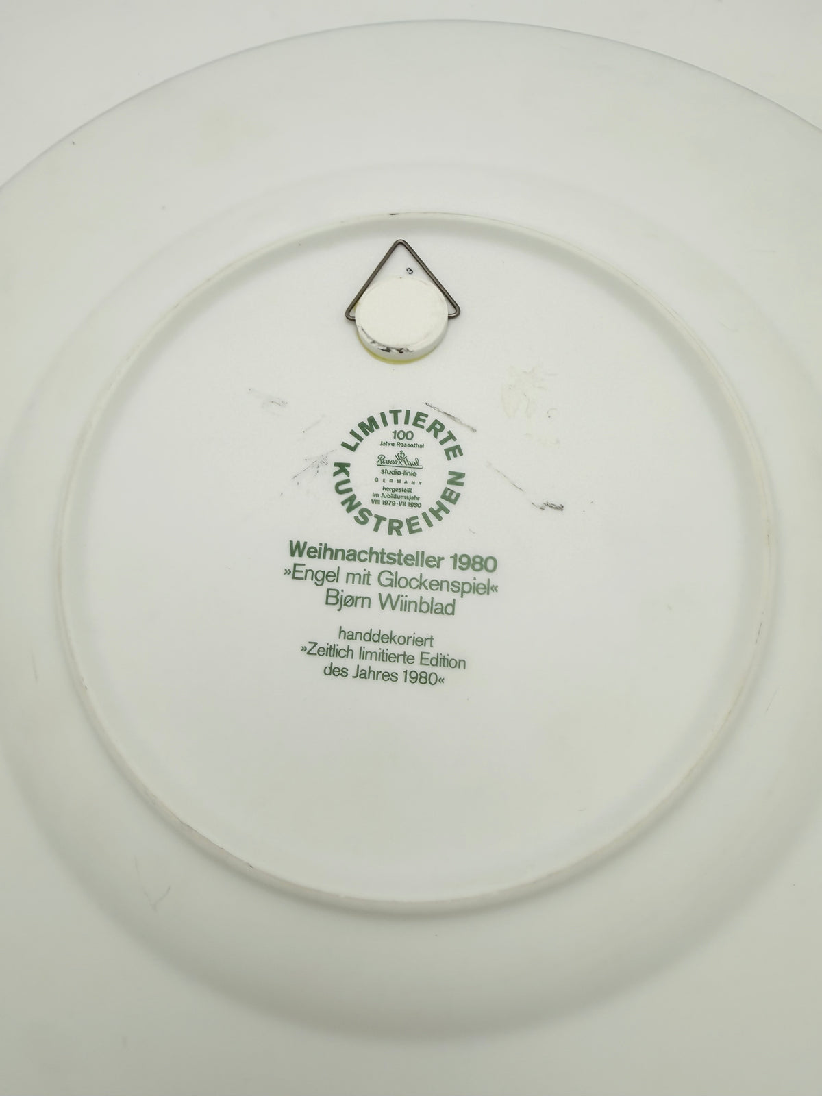 Bjørn Wiinblad for Rosenthal Studio-Line “Engel mit Glockenspiel” Christmas Art Plate, 1980