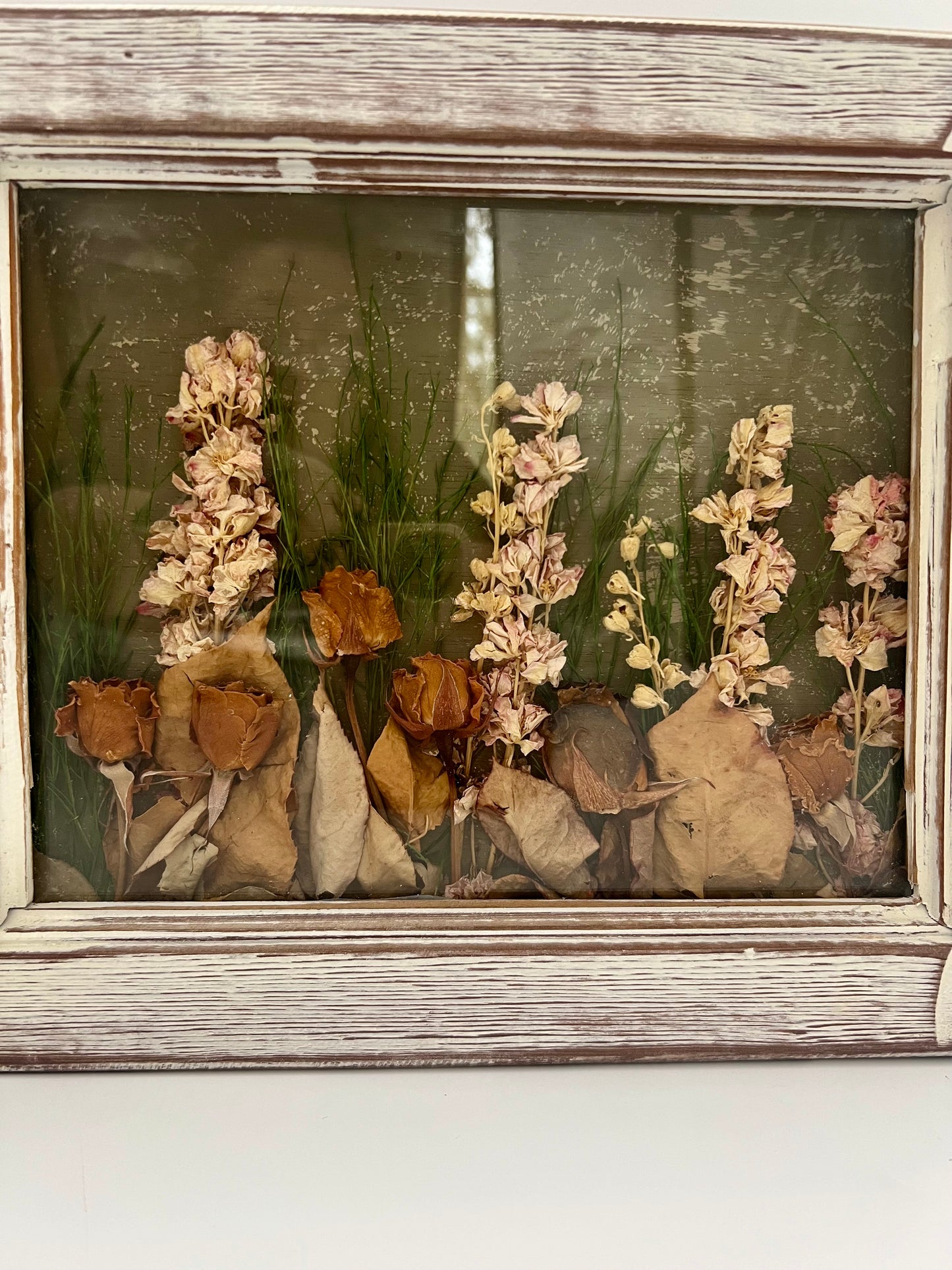 BOHO DRIED FLORAL DOUBLE PANE WALL HANGING