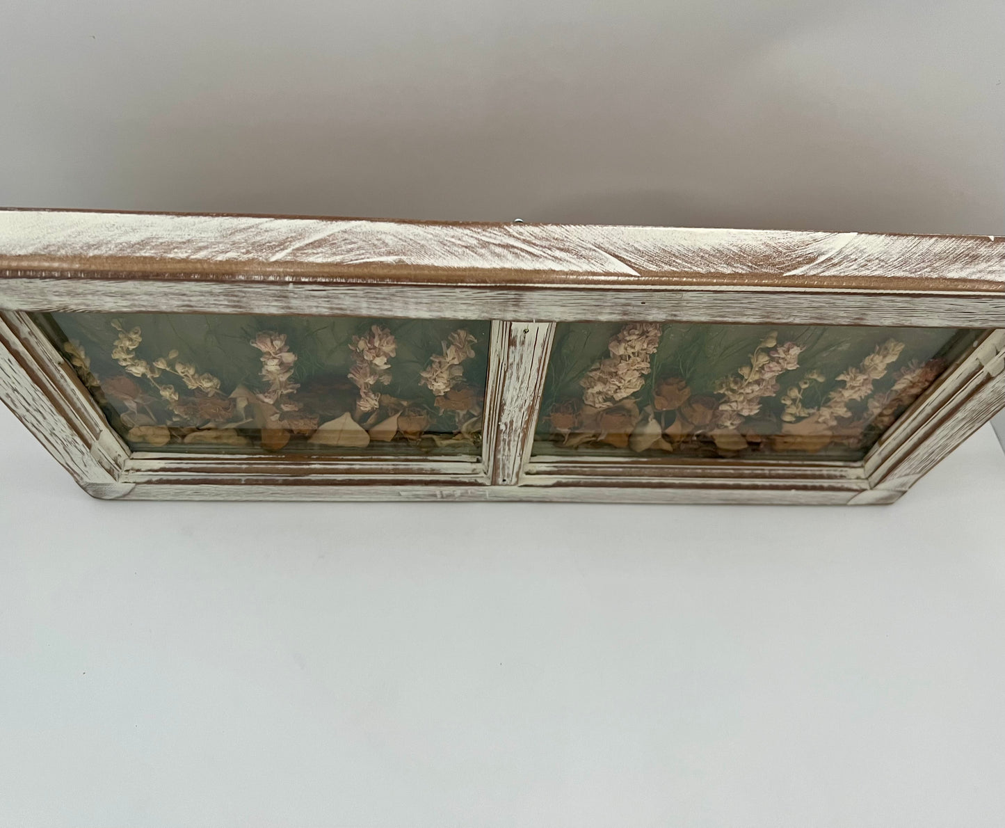 BOHO DRIED FLORAL DOUBLE PANE WALL HANGING