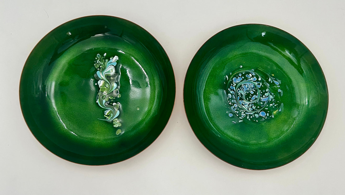PAIR OF MIDCENTURY SIGNED STATHAM COPPER ART PLATES