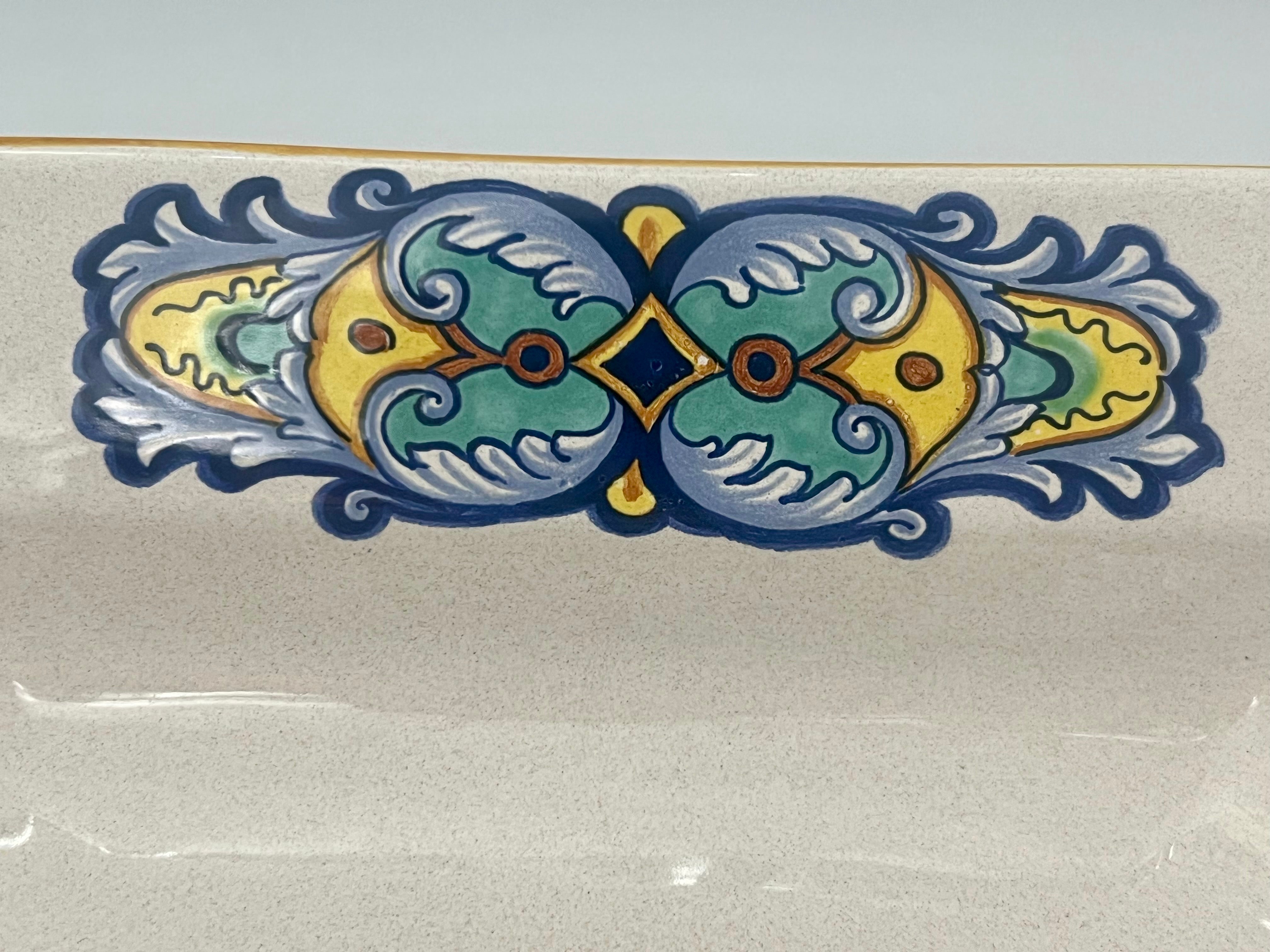 VINTAGE CERAMICA NOVA DERUTA SQUARE DECORATIVE BOWL | HAND PAINTED ITALIAN MAJOLICA | MADE IN ITALY