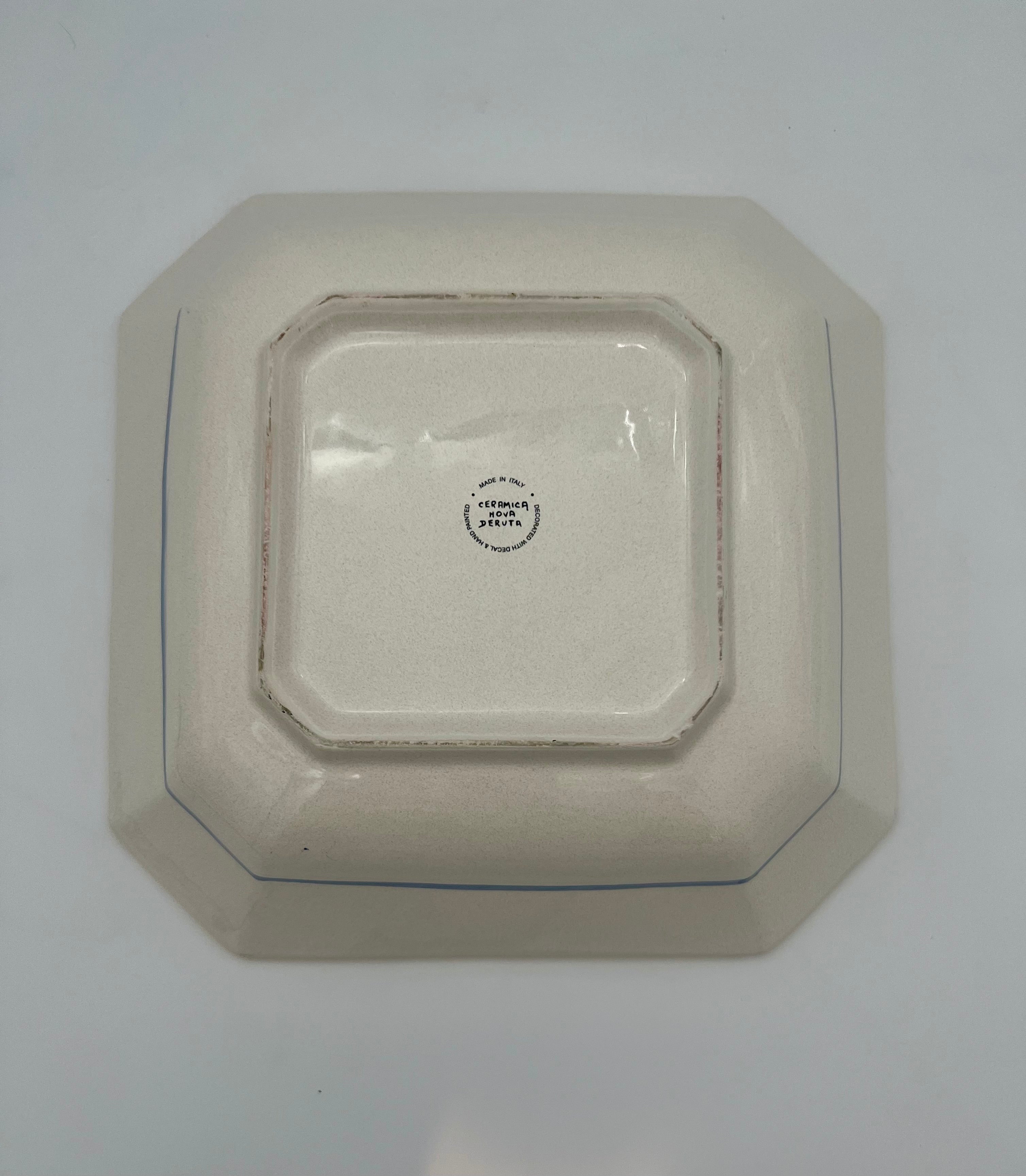 VINTAGE CERAMICA NOVA DERUTA SQUARE DECORATIVE BOWL | HAND PAINTED ITALIAN MAJOLICA | MADE IN ITALY