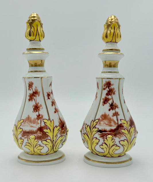 Rare Antique Hand Painted Victorian French Cologne Bottles