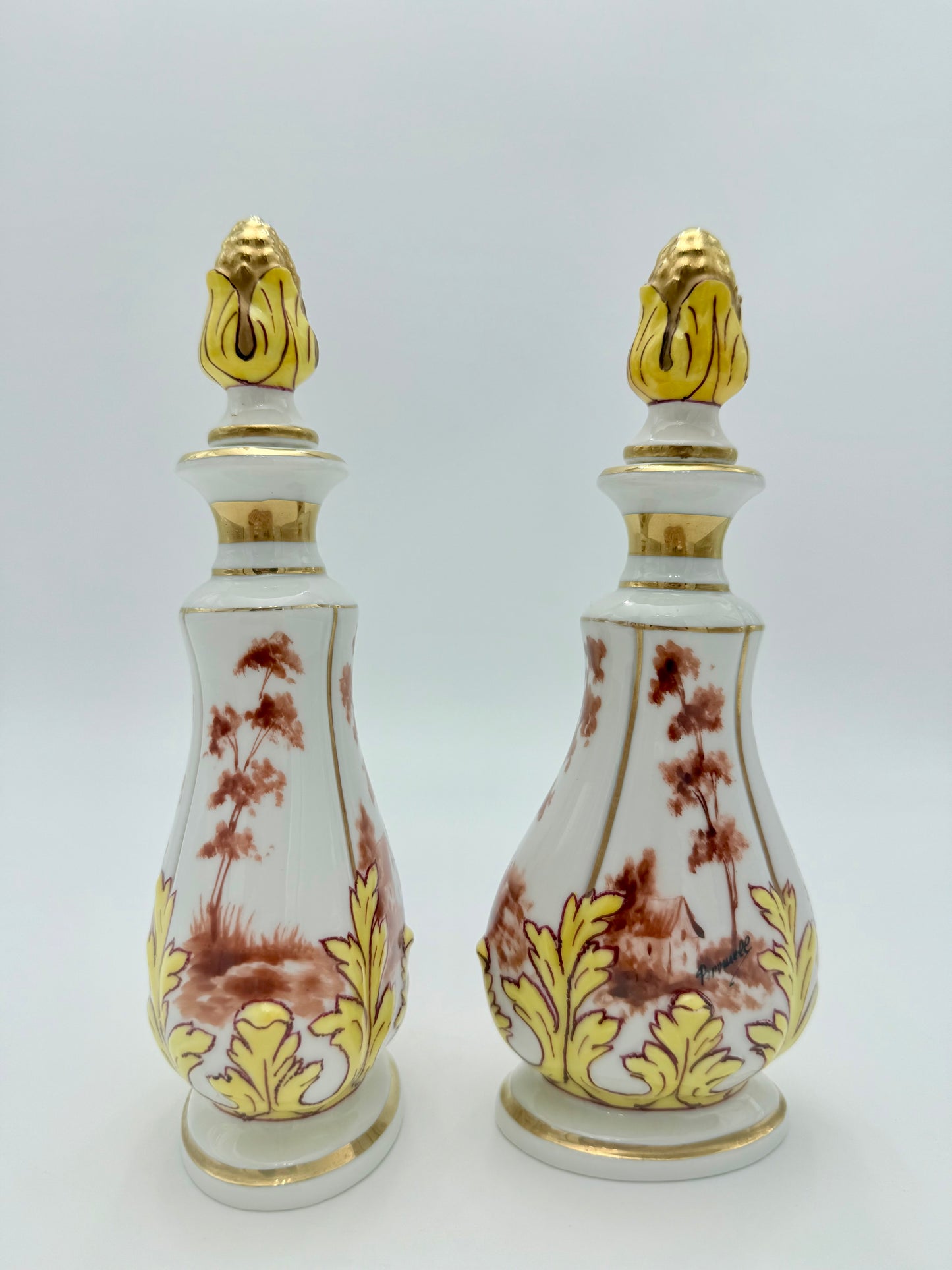 Rare Antique Hand Painted Victorian French Cologne Bottles