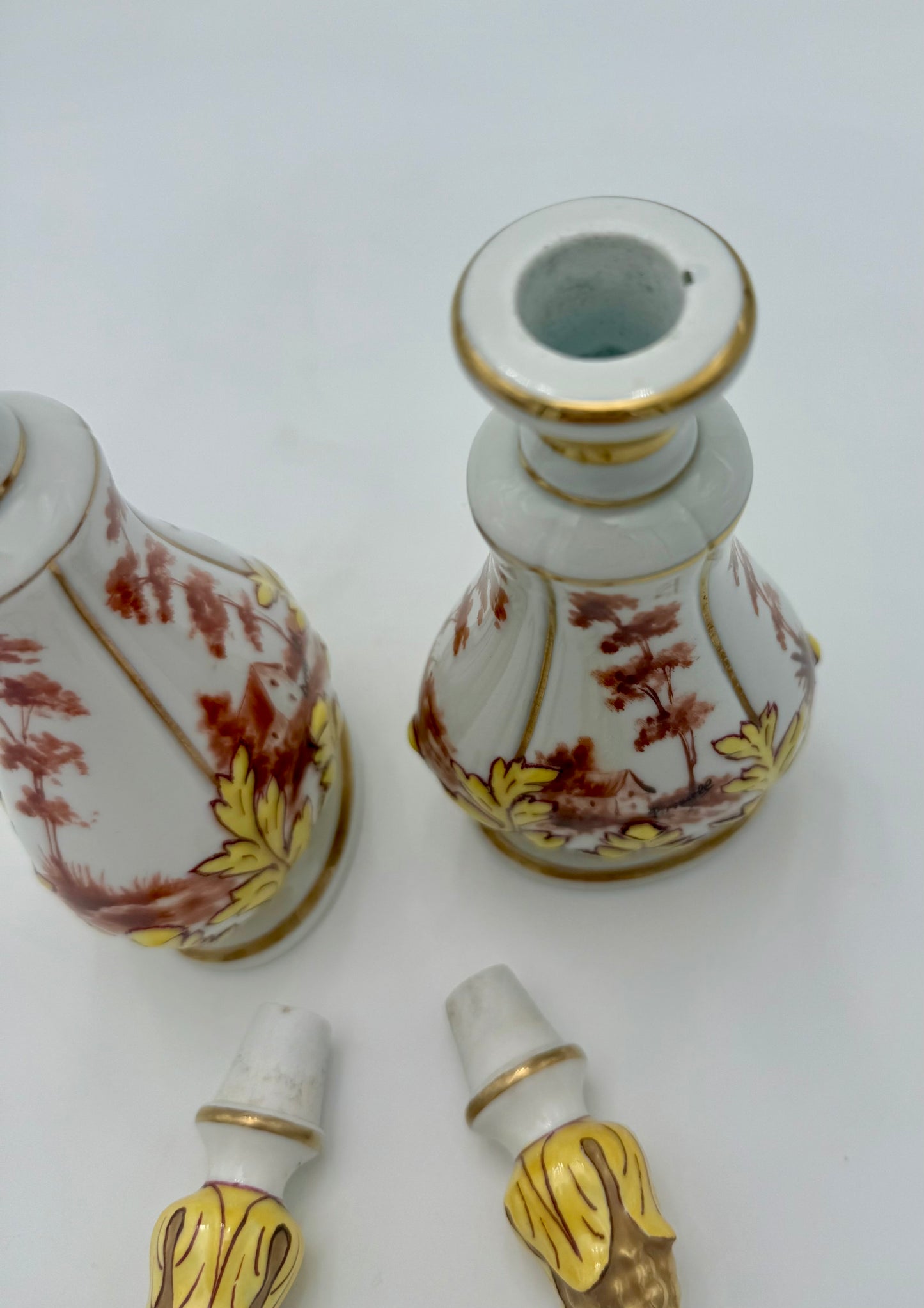 Rare Antique Hand Painted Victorian French Cologne Bottles