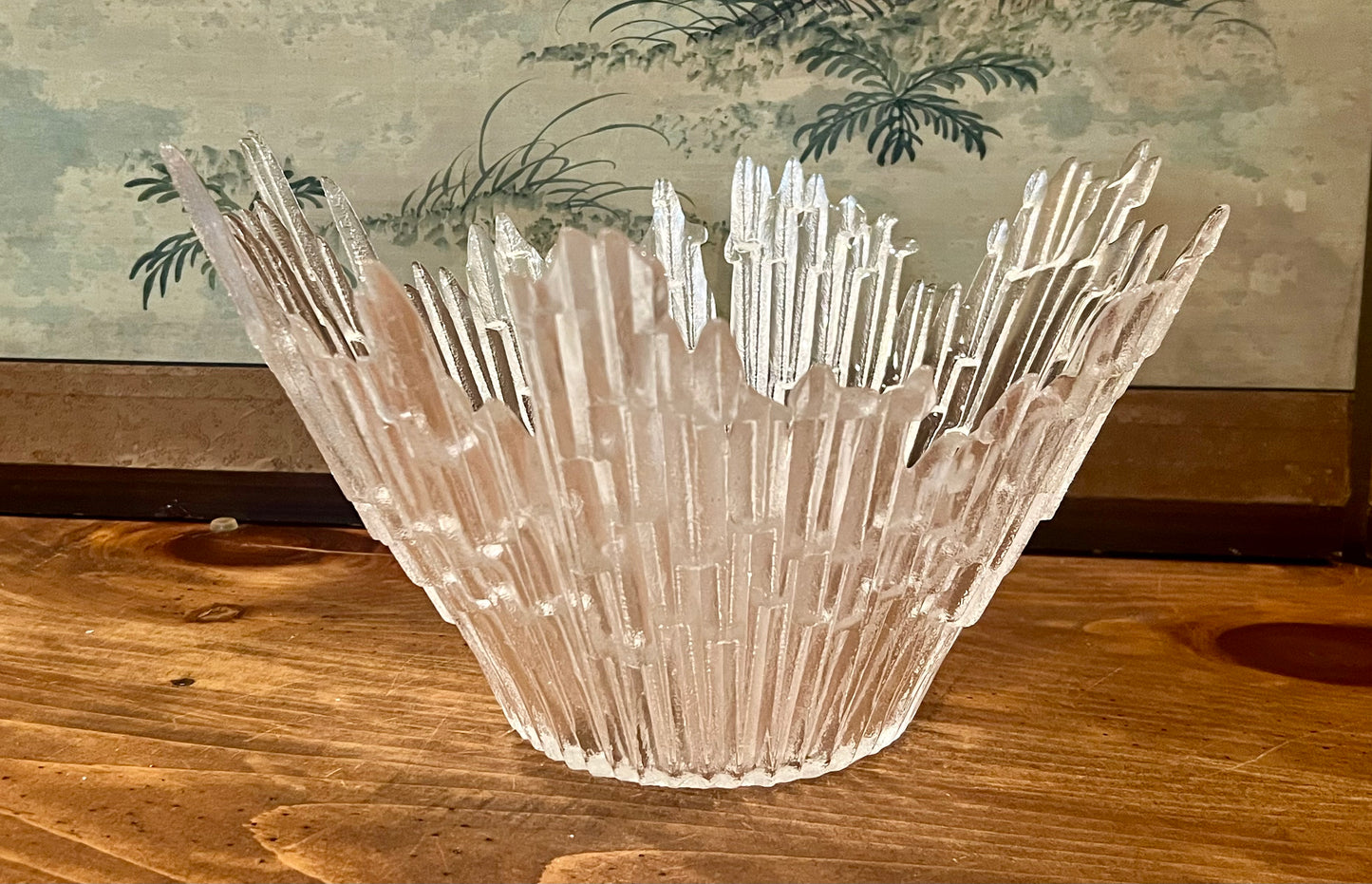 MID CENTURY ART GLASS BOWL "NORTHERN LIGHT" MADE IN FINLAND
