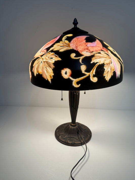 Vintage "Birds of Paradise" Art Nouveau Style Table Lamp