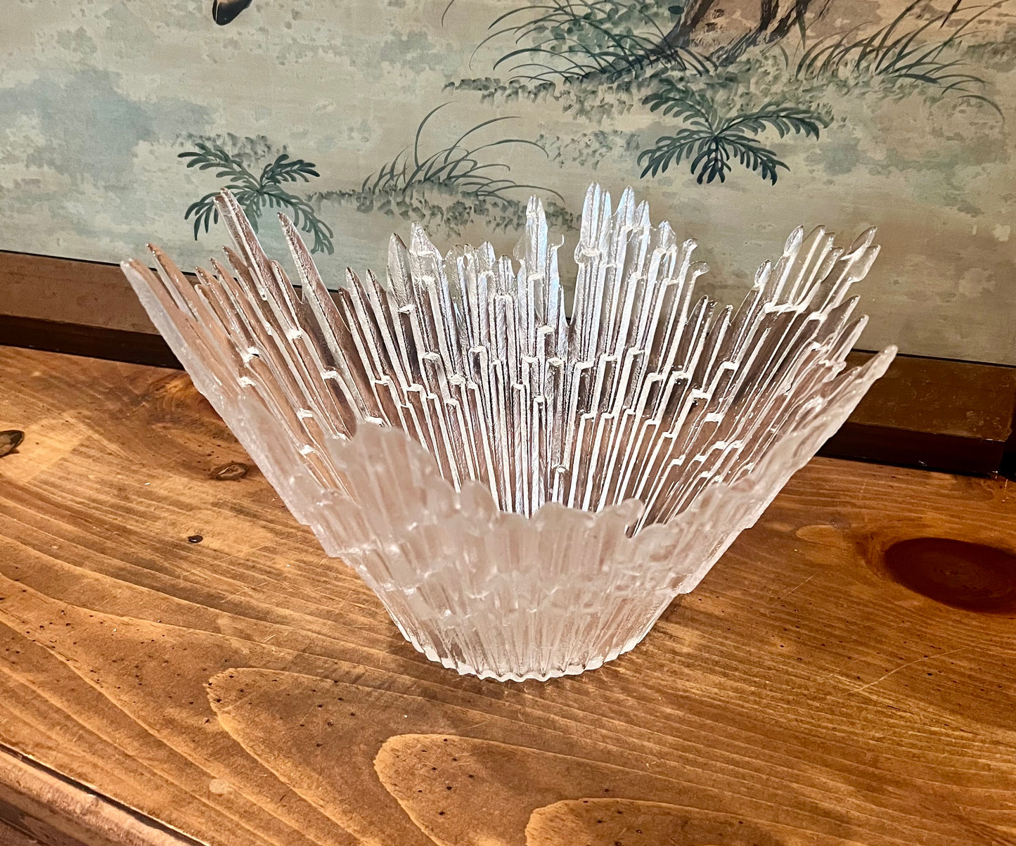 MID CENTURY ART GLASS BOWL "NORTHERN LIGHT" MADE IN FINLAND