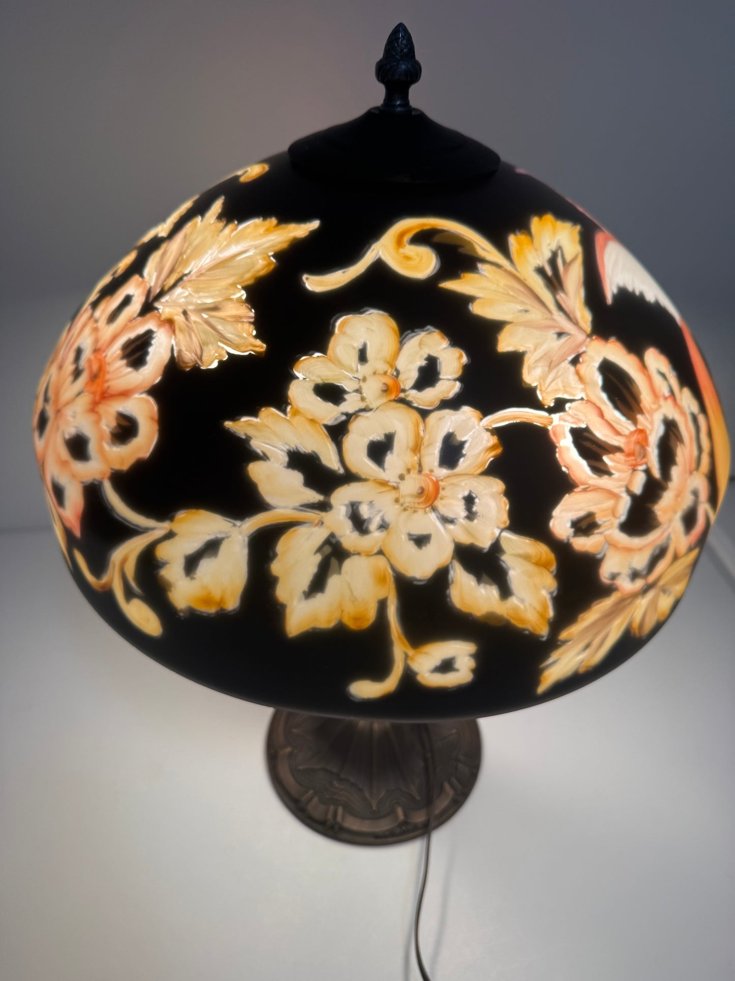 Vintage "Birds of Paradise" Art Nouveau Style Table Lamp