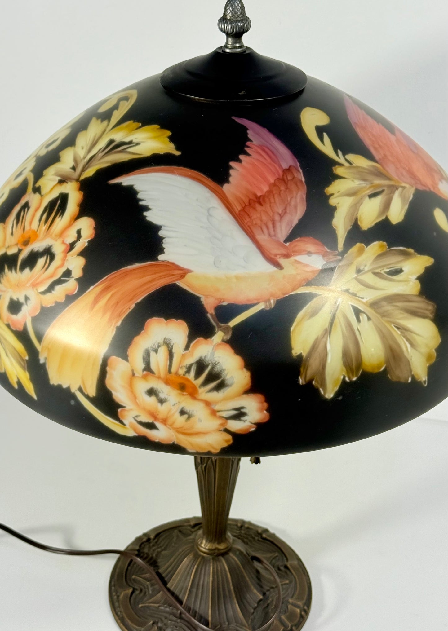 Vintage "Birds of Paradise" Art Nouveau Style Table Lamp