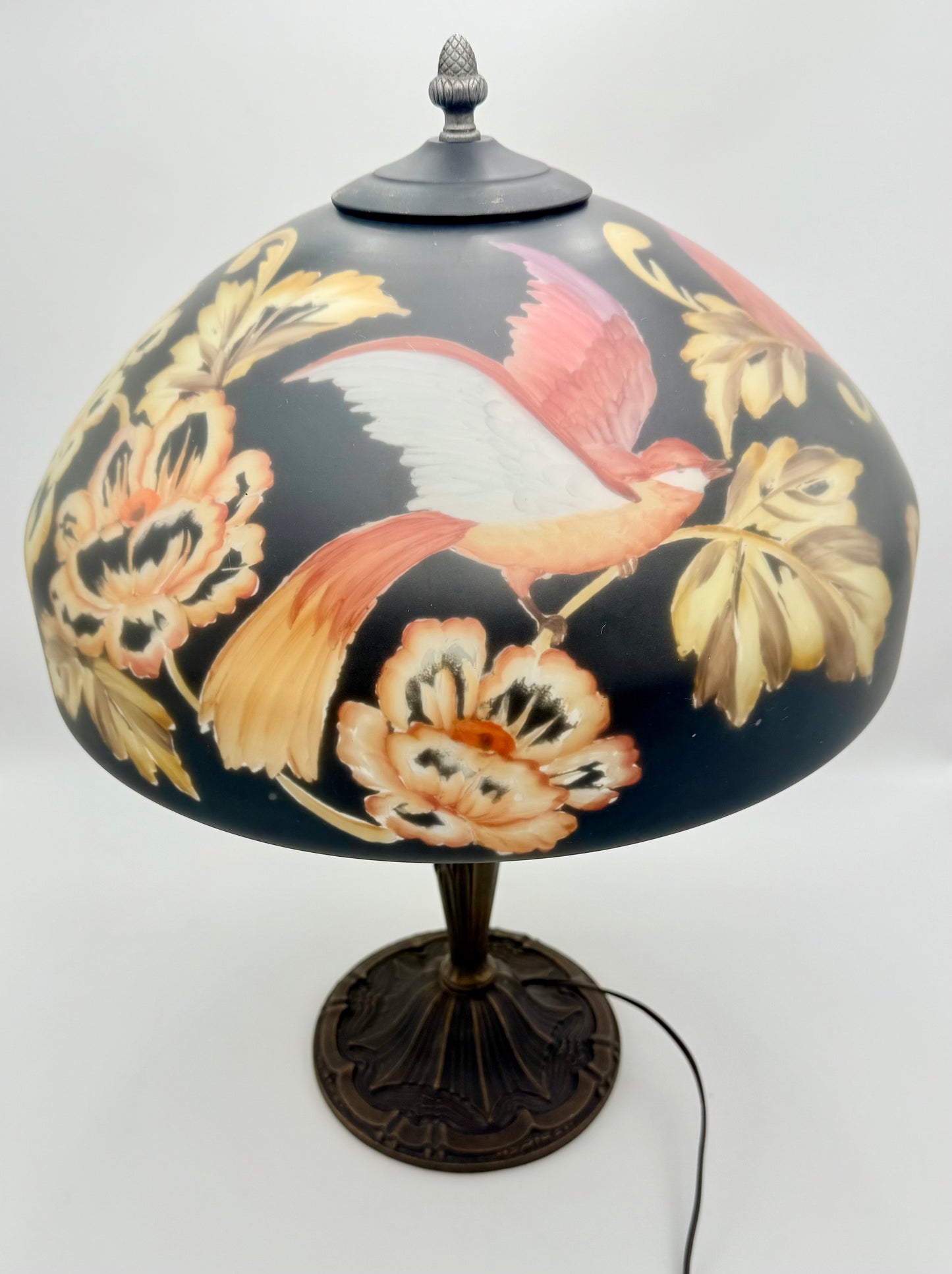 Vintage "Birds of Paradise" Art Nouveau Style Table Lamp