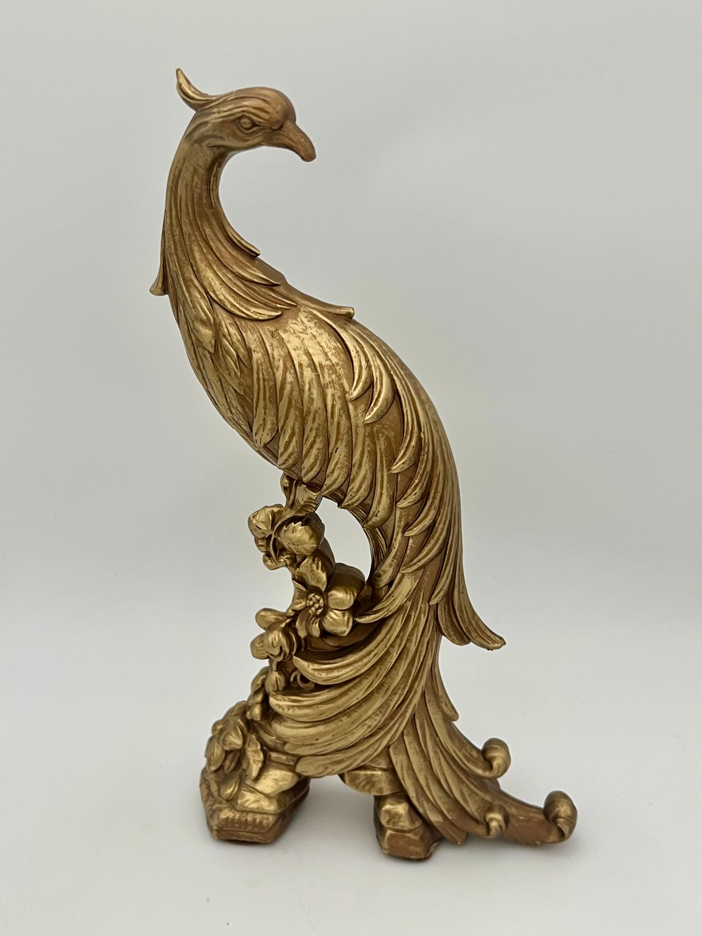 PAIR OF VINTAGE 1960s GOLD PEACOCK FIGURINES