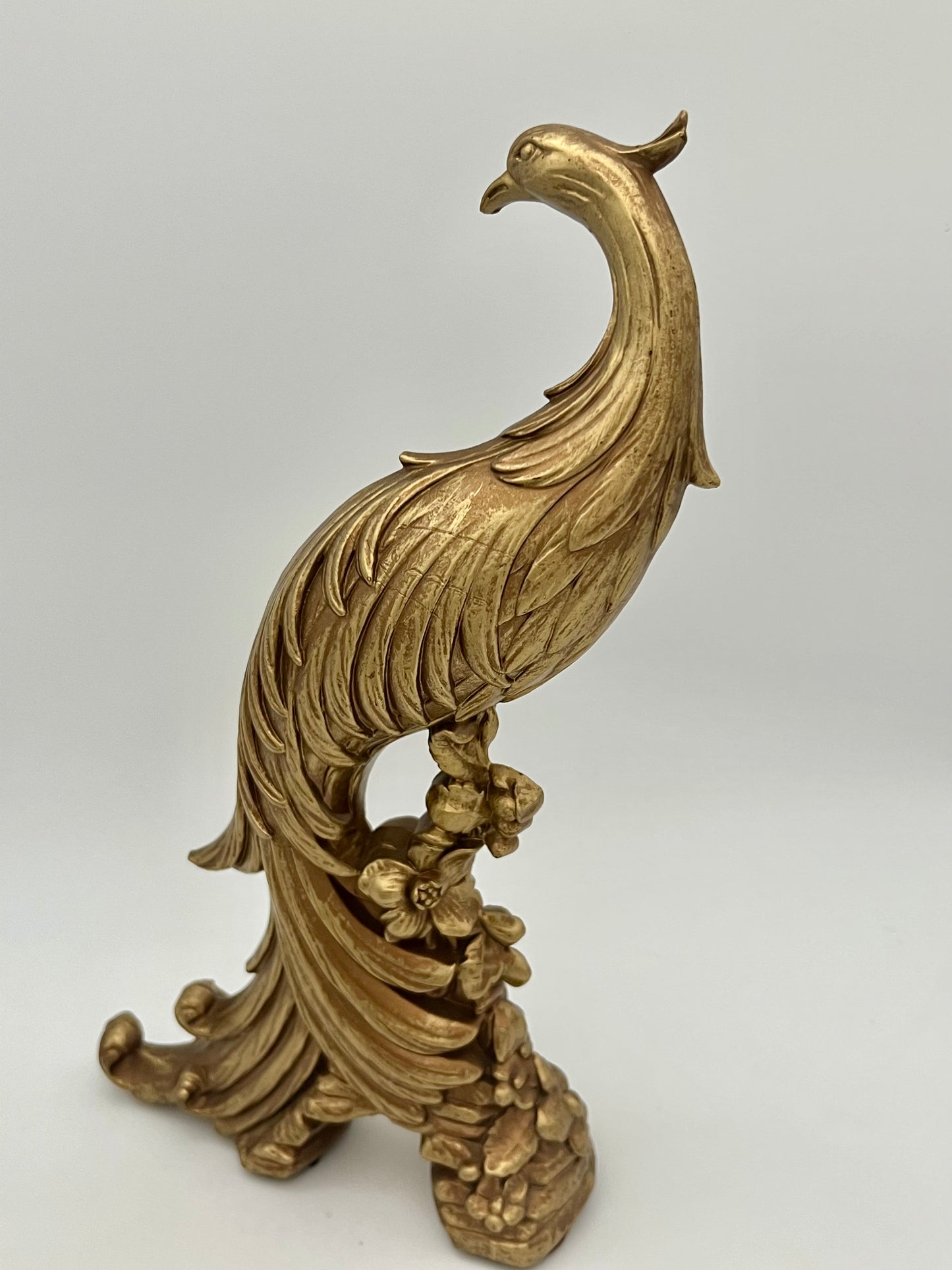 PAIR OF VINTAGE 1960s GOLD PEACOCK FIGURINES