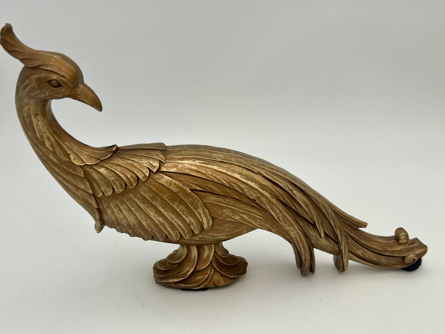 PAIR OF VINTAGE 1960s GOLD PEACOCK FIGURINES
