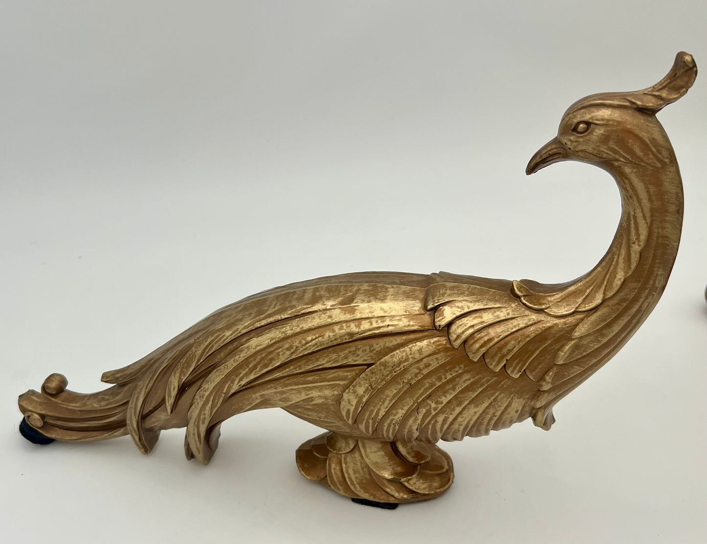 PAIR OF VINTAGE 1960s GOLD PEACOCK FIGURINES