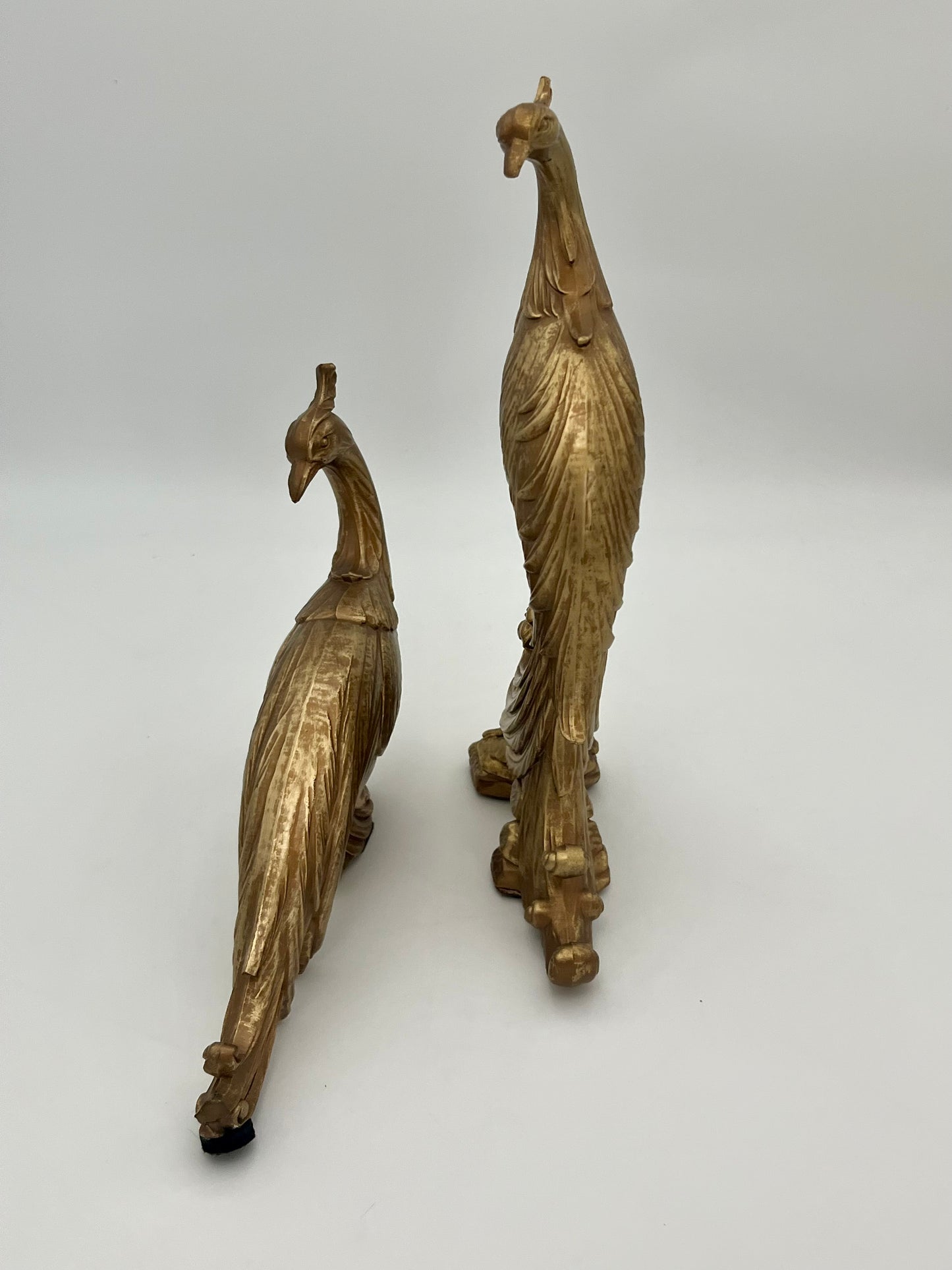 PAIR OF VINTAGE 1960s GOLD PEACOCK FIGURINES