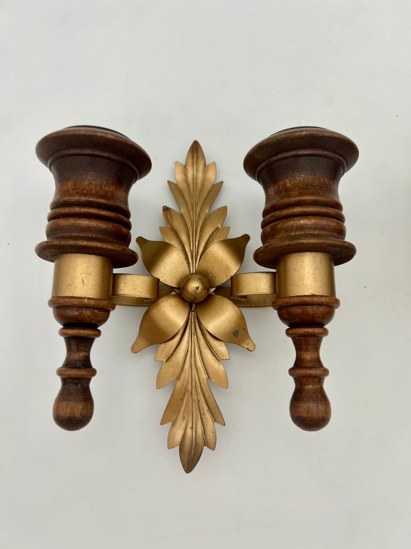 PAIR OF 1970s DOUBLE CANDLE HOLDER WALL SCONCES