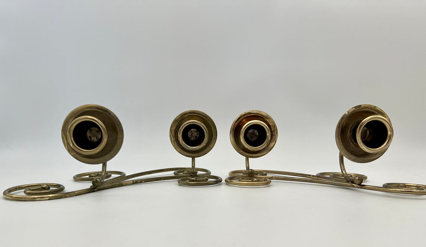 PAIR OF VINTAGE 1980s BRASS WALL CANDLE SCONCES