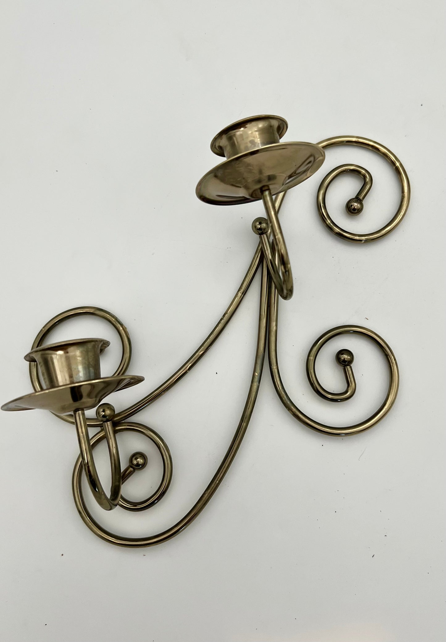 PAIR OF VINTAGE 1980s BRASS WALL CANDLE SCONCES