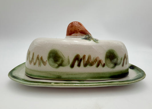 1950s VINTAGE JOHN B. TAYLOR HARVEST PATTERN CERAMIC COVERED BUTTER DISH