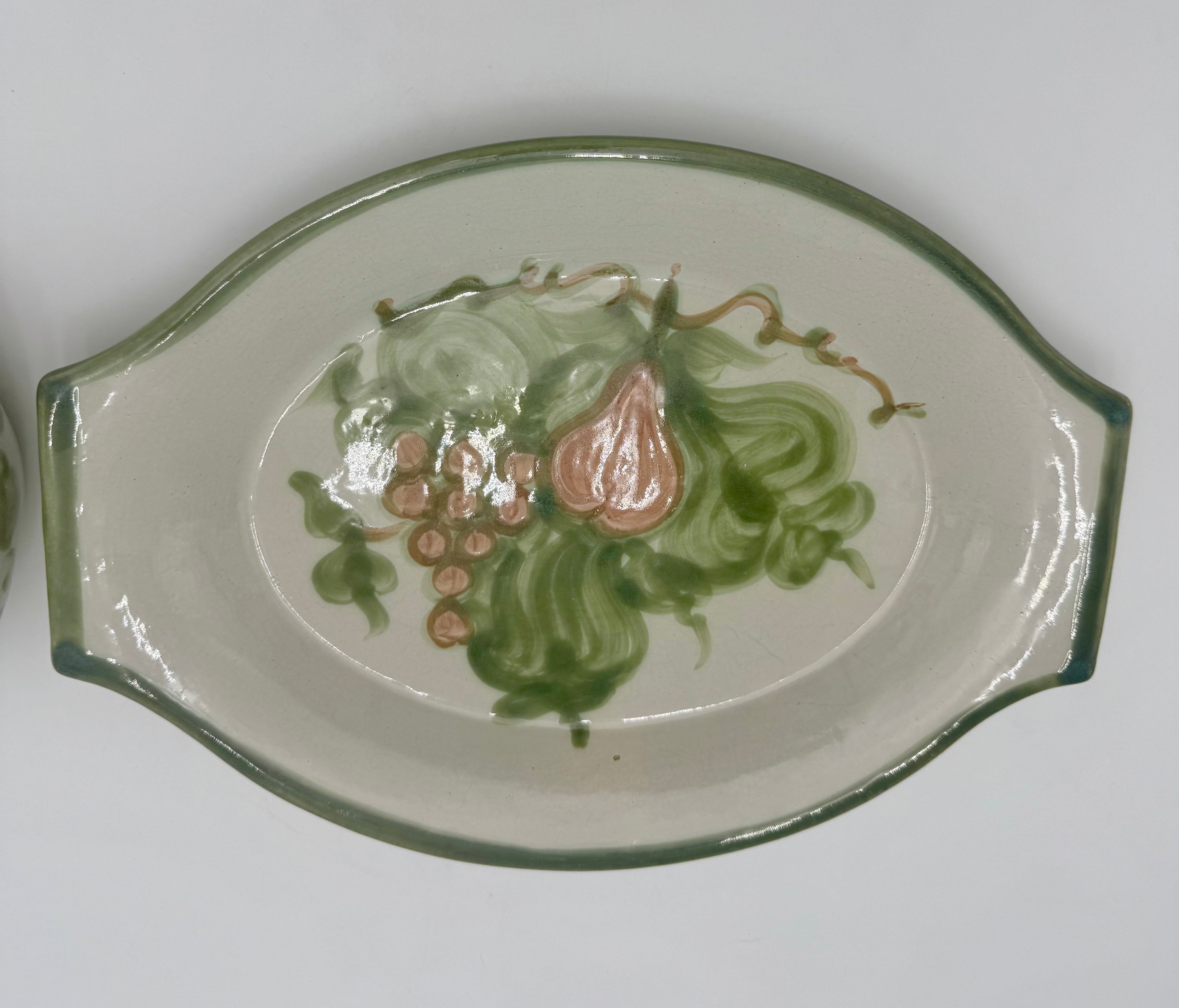 JOHN B. TAYLOR HAND-PAINTED SERVING PLATTER & BOWL SET – 1970s KENTUCKY POTTERY
