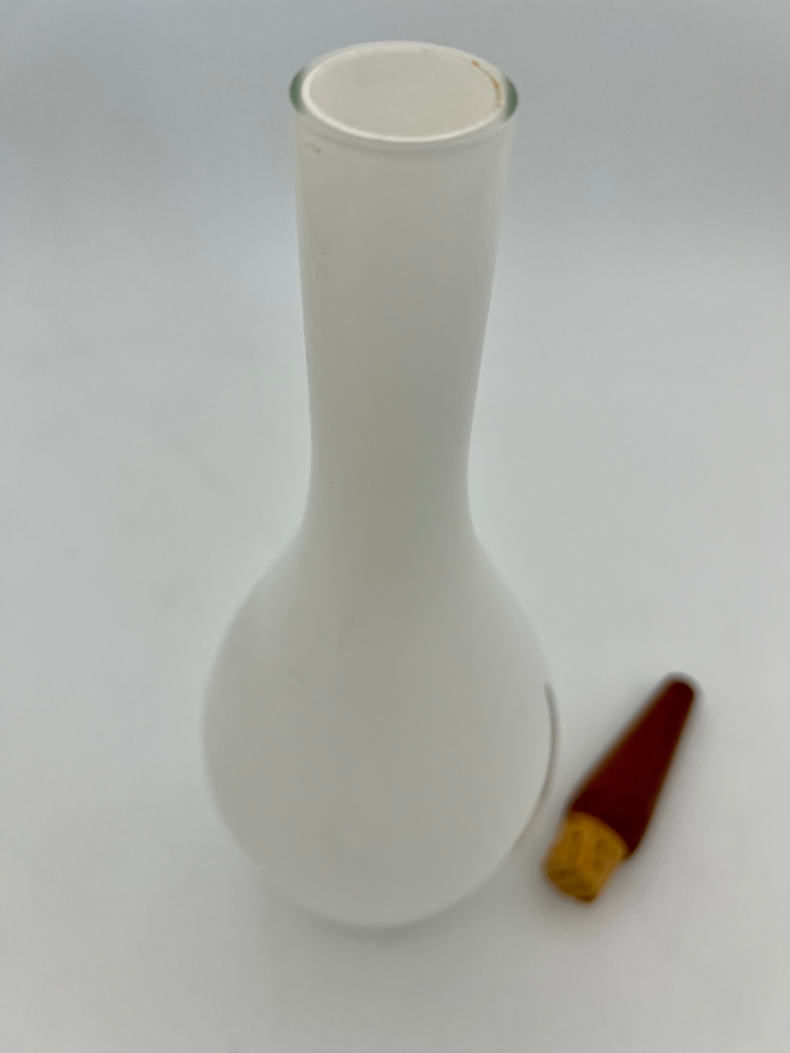 VINTAGE RAYMOR ITALIAN ART GLASS DECANTER – MID CENTURY MODERN OPAL GLASS WITH WOOD STOPPER
