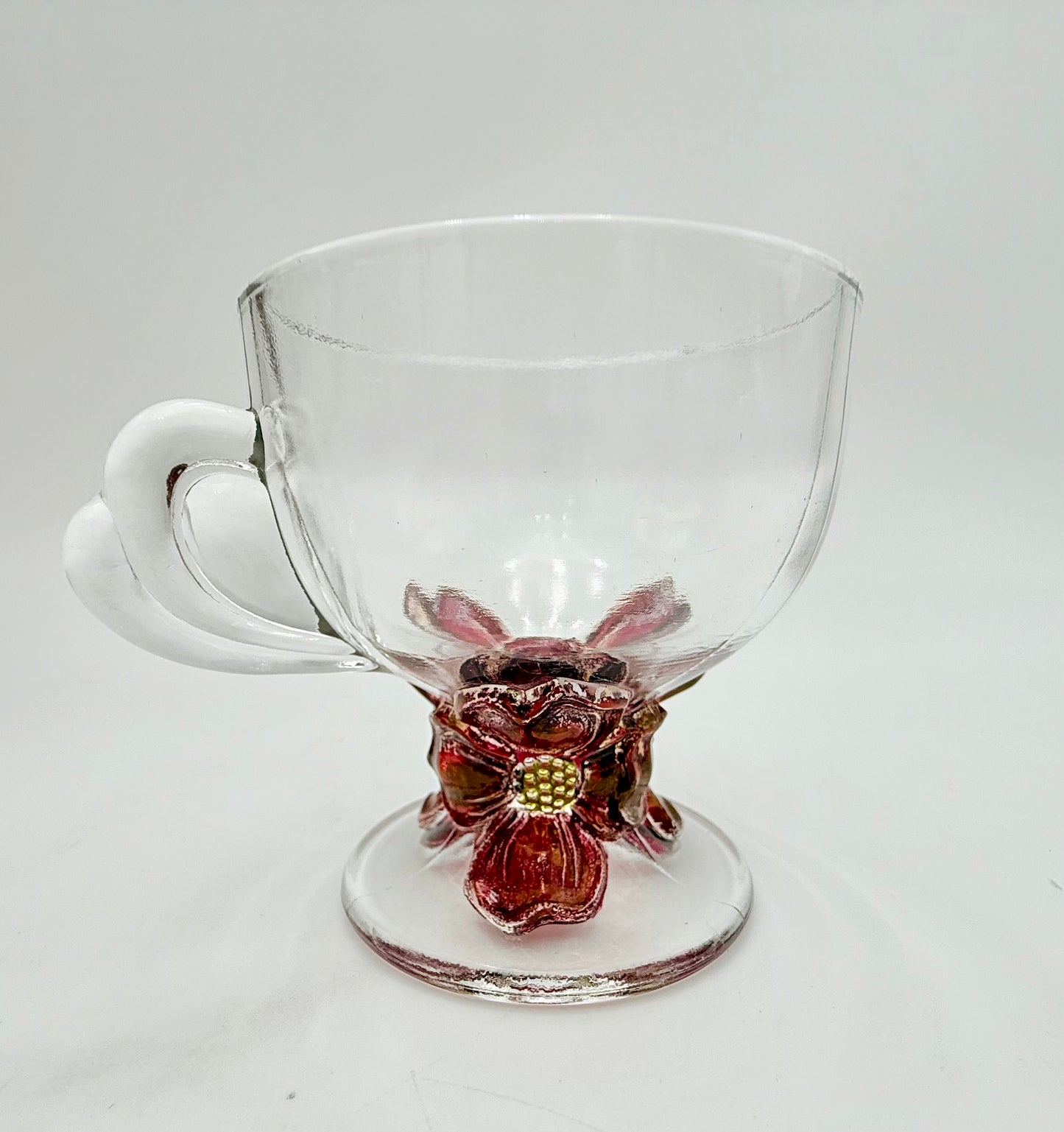 RARE VINTAGE 1940s COLONY GLASS MOLDED RUBY DOGWOOD PUNCH BOWL SET