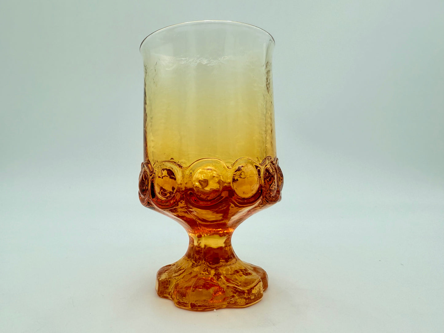 SET OF 4 VINTAGE 1970s TIFFIN FRANCISCAN MADEIRA SCALLOPED AMBER GOBLETS
