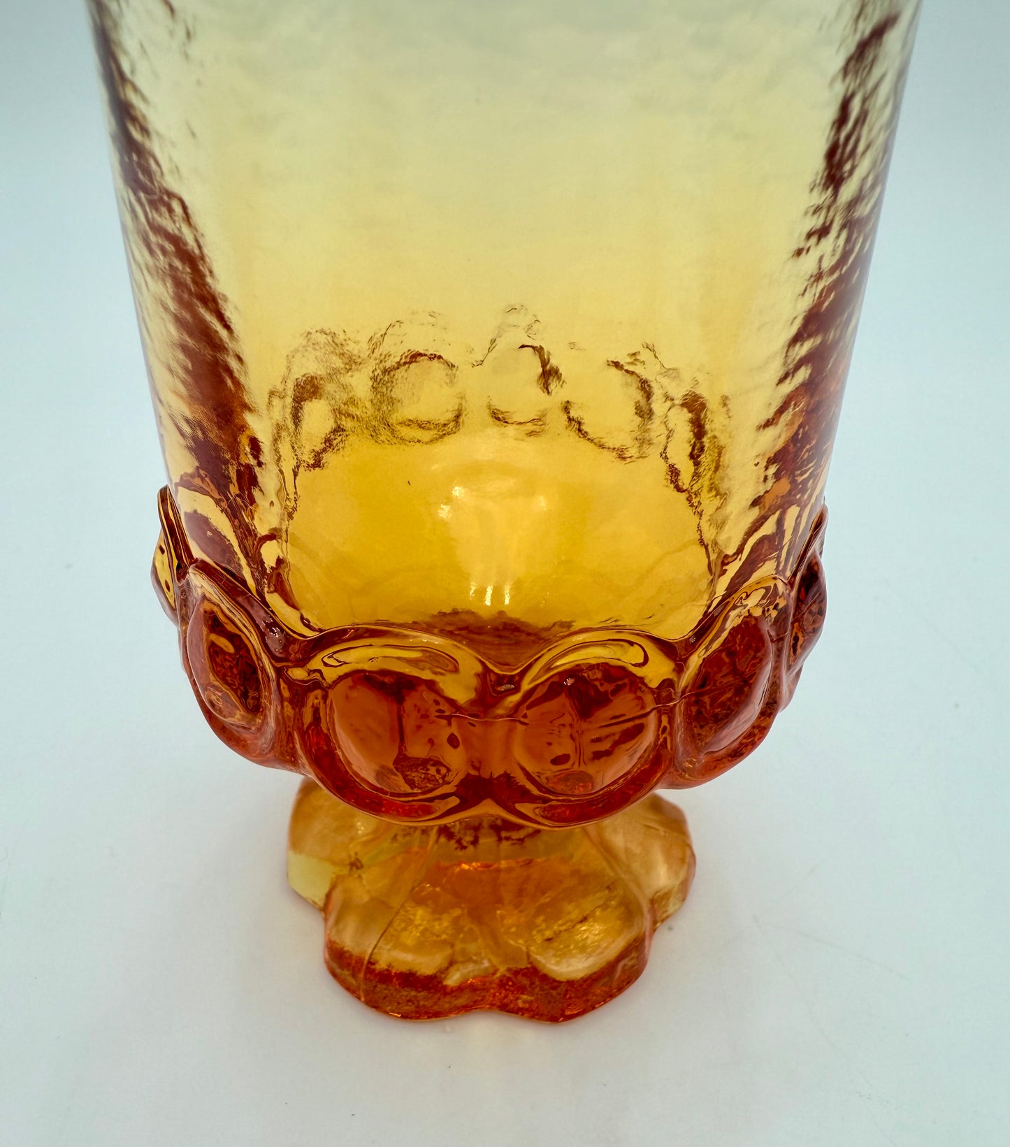 SET OF 4 VINTAGE 1970s TIFFIN FRANCISCAN MADEIRA SCALLOPED AMBER GOBLETS