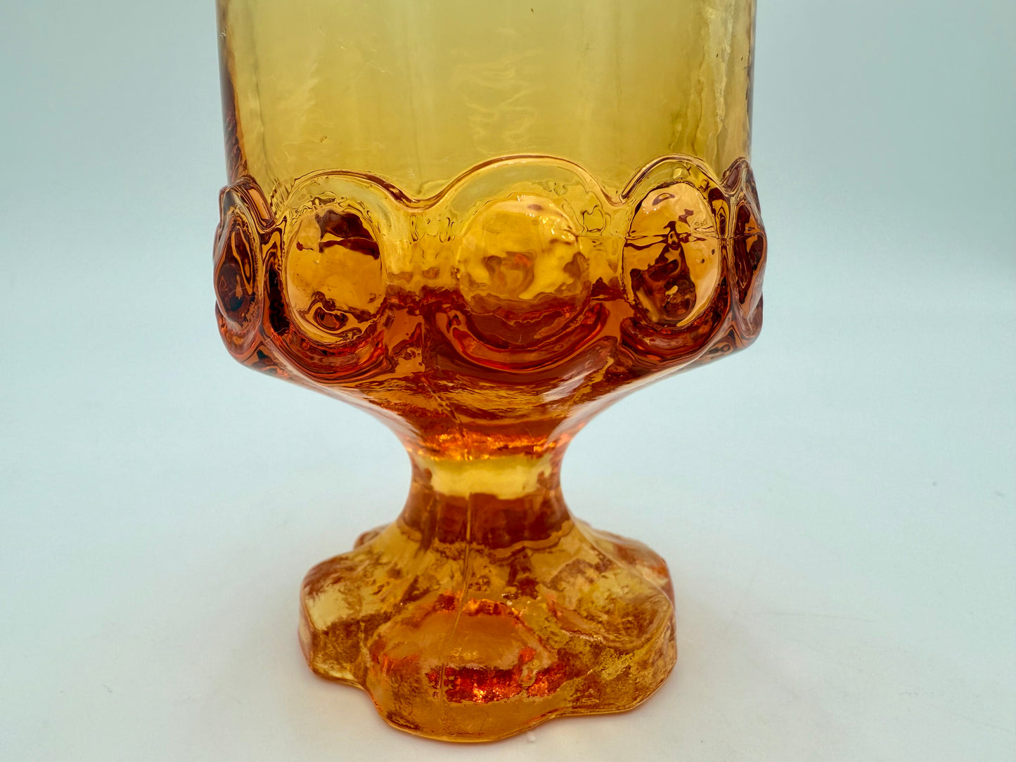 SET OF 4 VINTAGE 1970s TIFFIN FRANCISCAN MADEIRA SCALLOPED AMBER GOBLETS