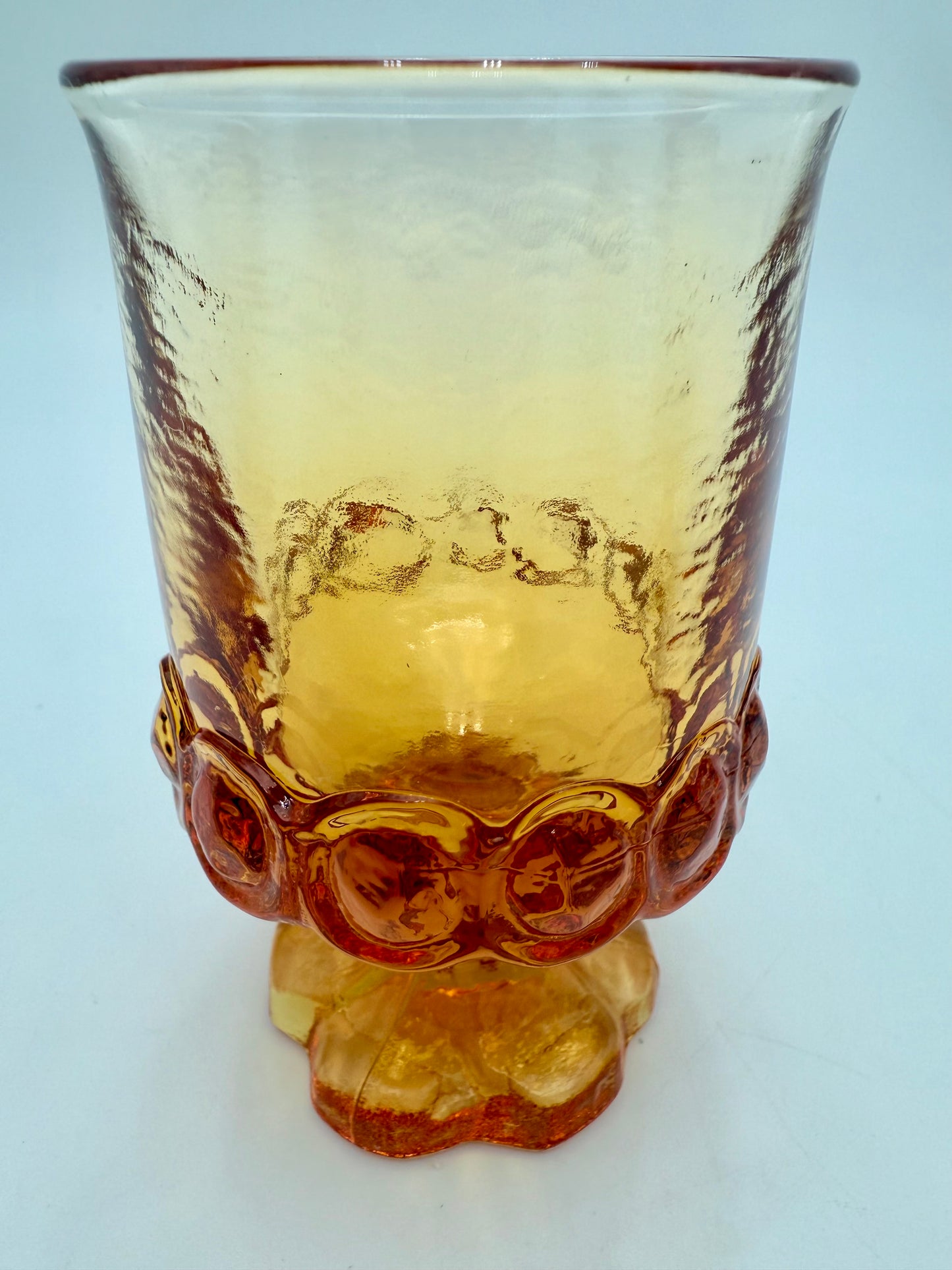 SET OF 4 VINTAGE 1970s TIFFIN FRANCISCAN MADEIRA SCALLOPED AMBER GOBLETS