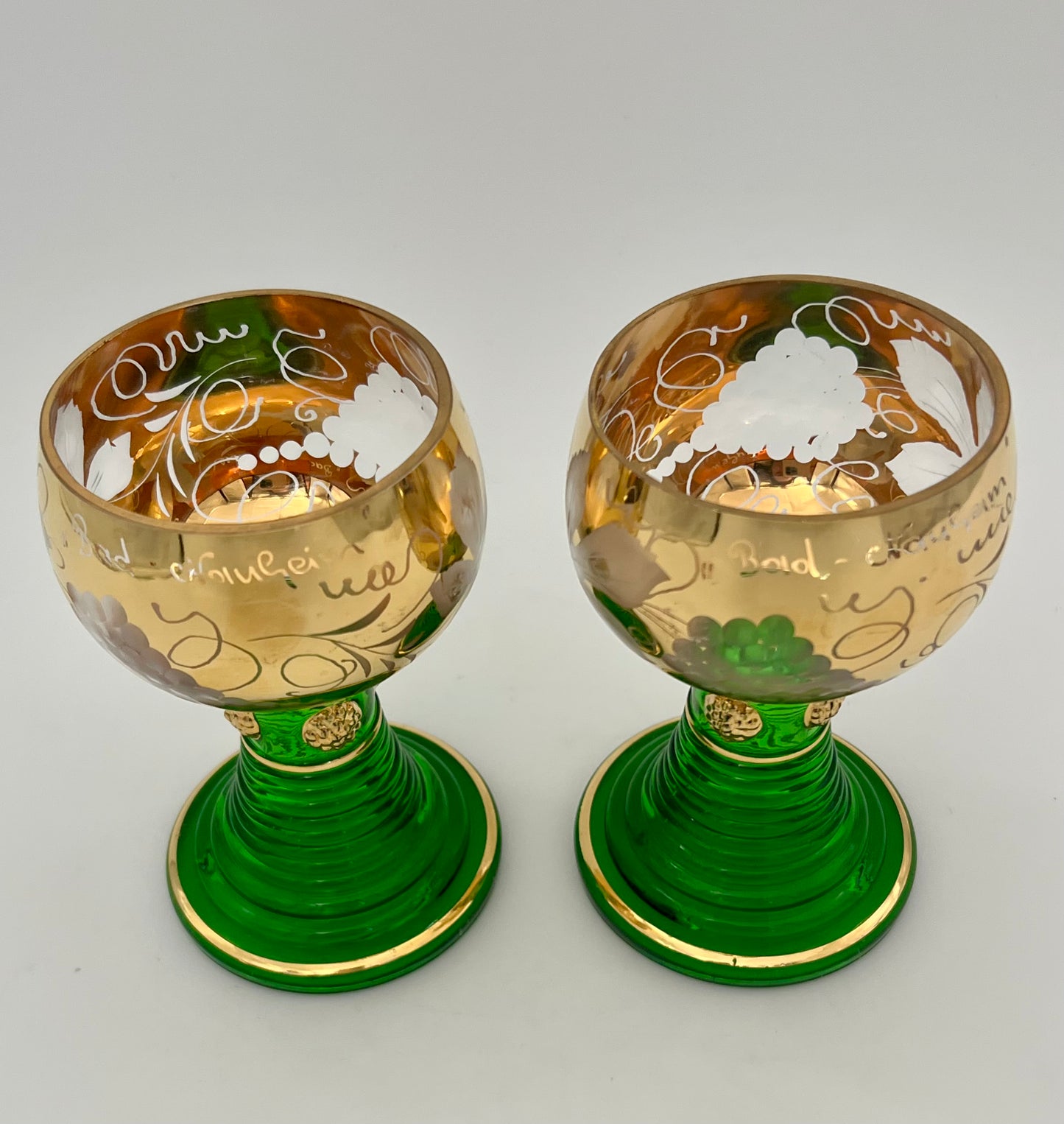 PAIR OF VINTAGE GERMAN BEEHIVE STEMED GLASSES