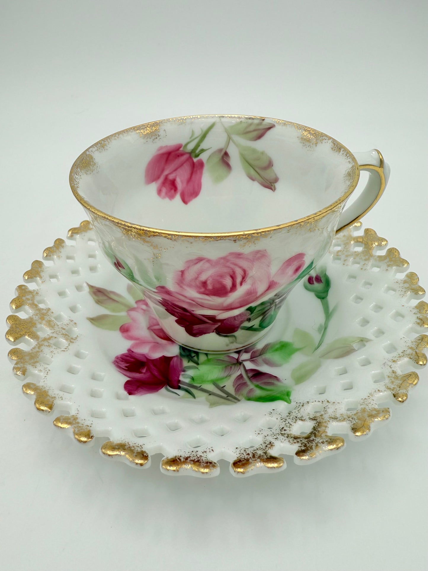 ECLECTIC WHIMSY CURATED SET OF 4 FINE TEACUPS