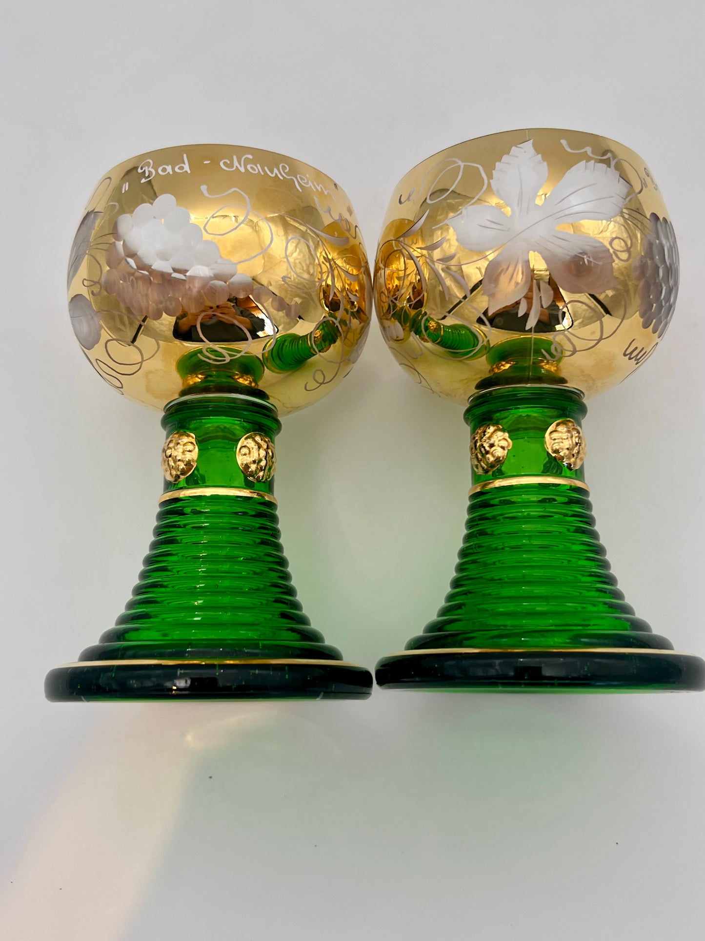 PAIR OF VINTAGE GERMAN BEEHIVE STEMED GLASSES
